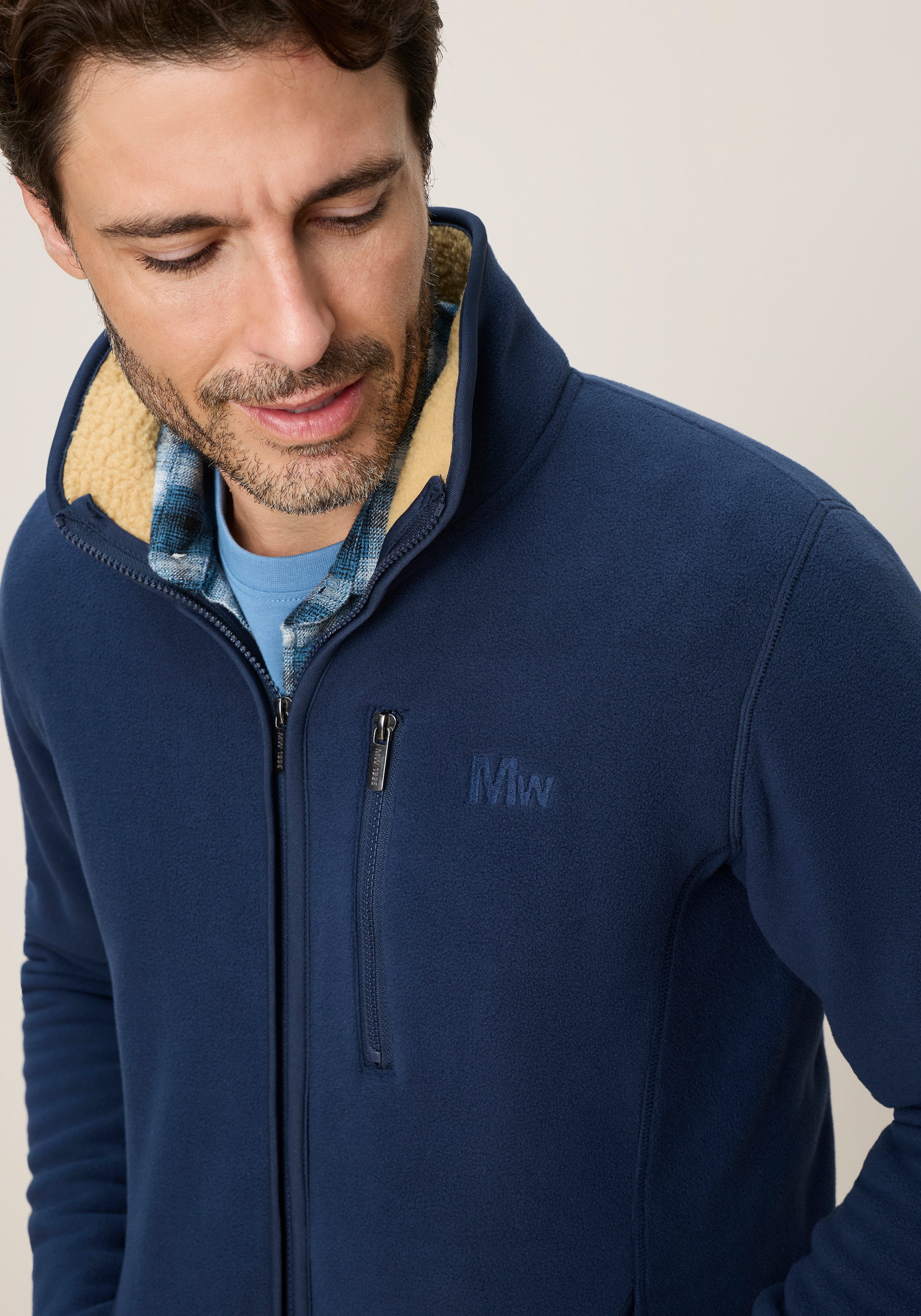 Man's World Fleecejacke Stehkragem mit Teddy Fleece für den Übergang – Bild 4 von 5