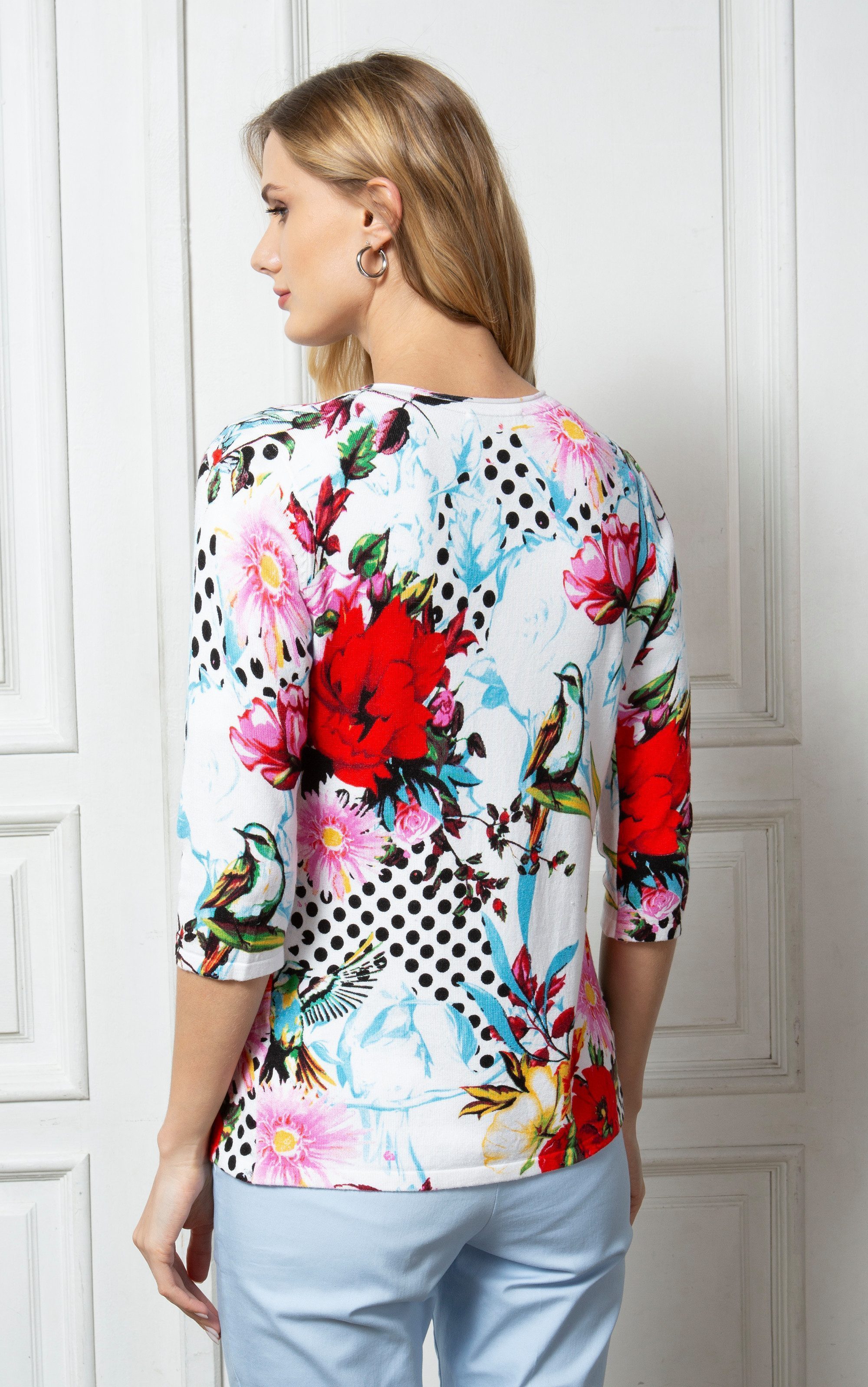 Passioni 2-in-1-Strickjacke Twinset mit Blumen- und Punktedruck günstig online kaufen