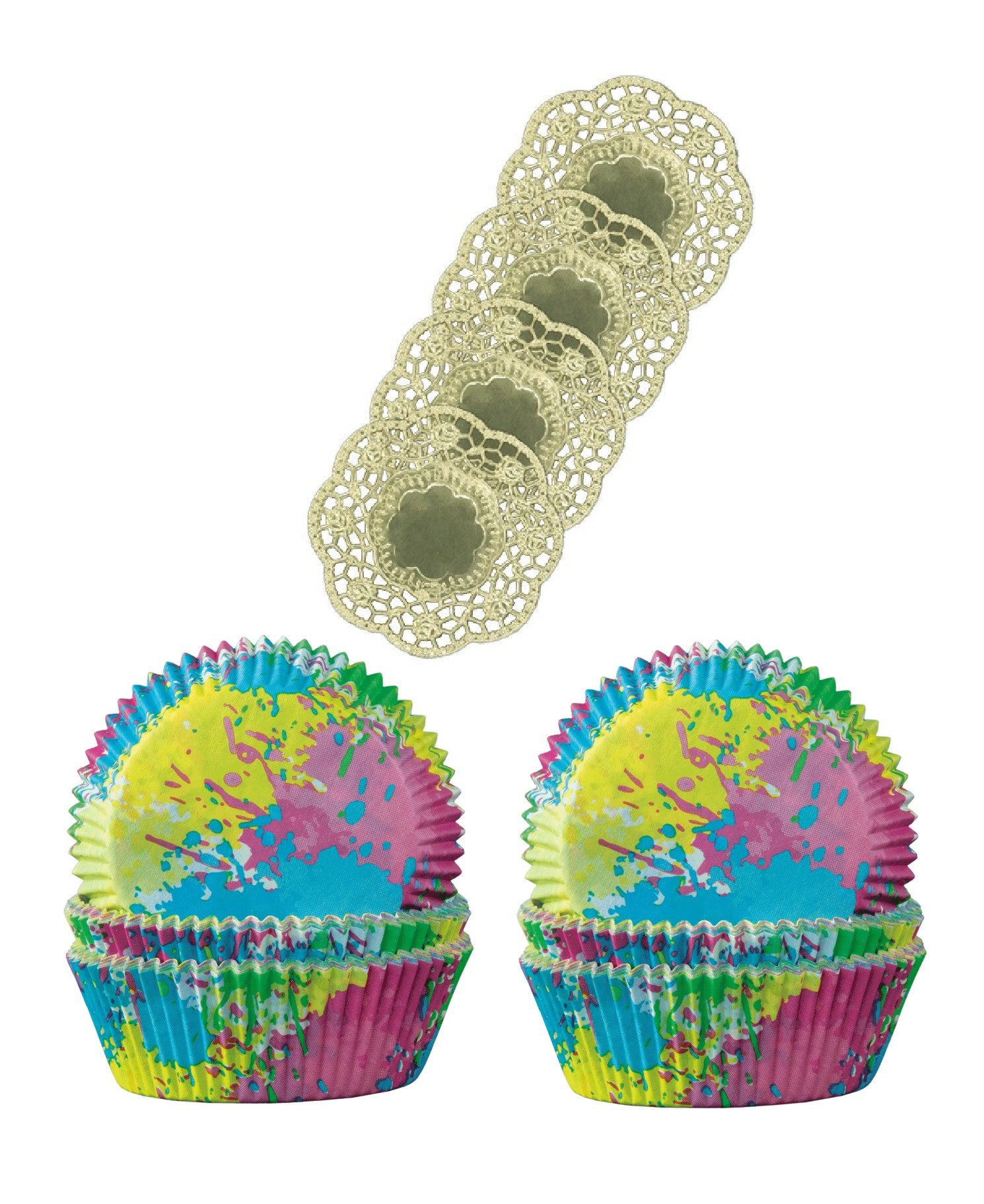 Demmler Muffinform 2er Set Multicolour - Inklusive Tassendeckchen in Gold, zum Dekorieren und Backen von Muffins - Made in Germany