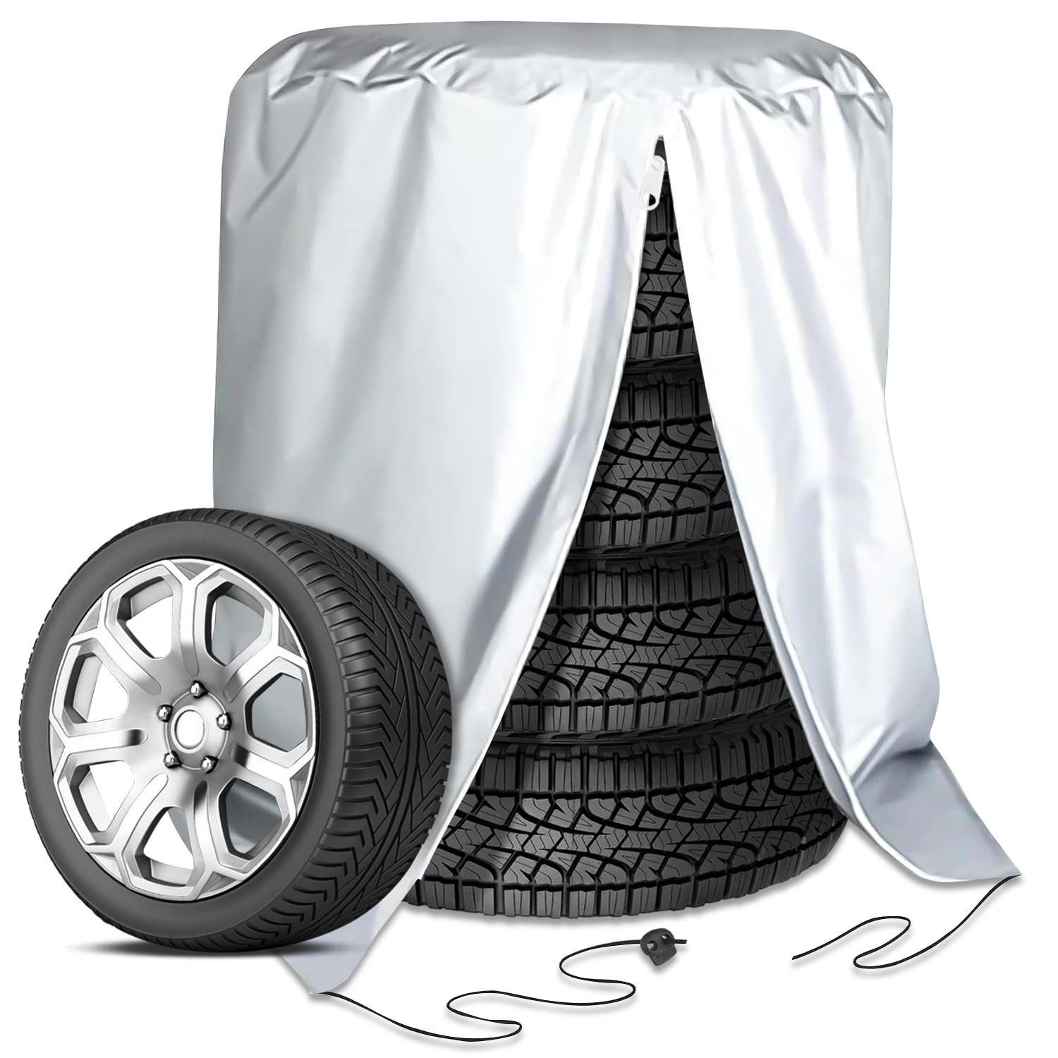 FOUORTUNATE-BEE Reifentasche Reifentaschen Set für 4Reifen mit Reißverschluss Wasserdicht 84x120 cm, Reifenschutzhülle für Sommer Winter Lagerung Garage Transport Auto