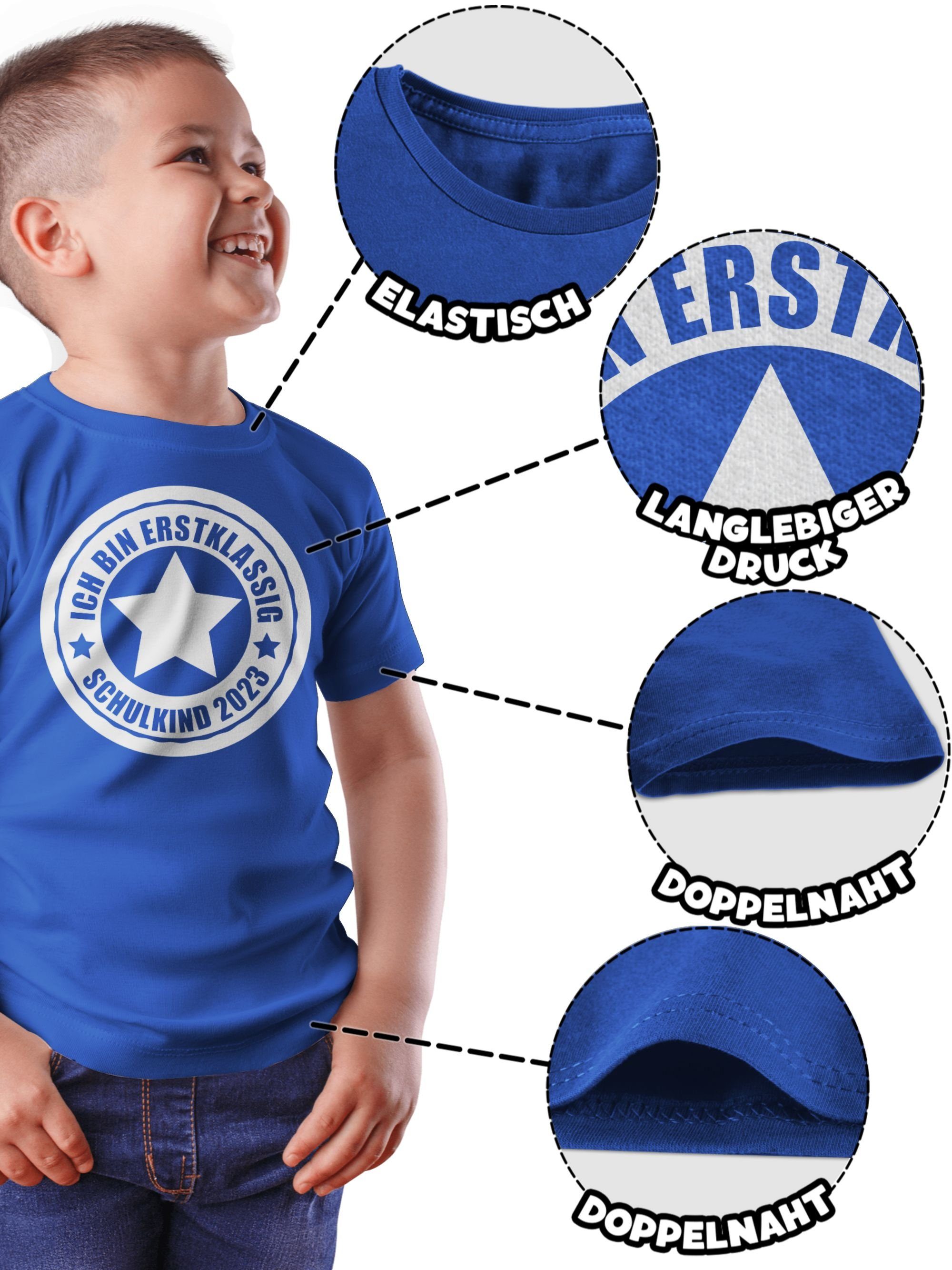 T-Shirt Junge Royalblau Ich Shirtracer 2023 2 bin - Einschulung Geschenke erstklassig Schulkind Schulanfang