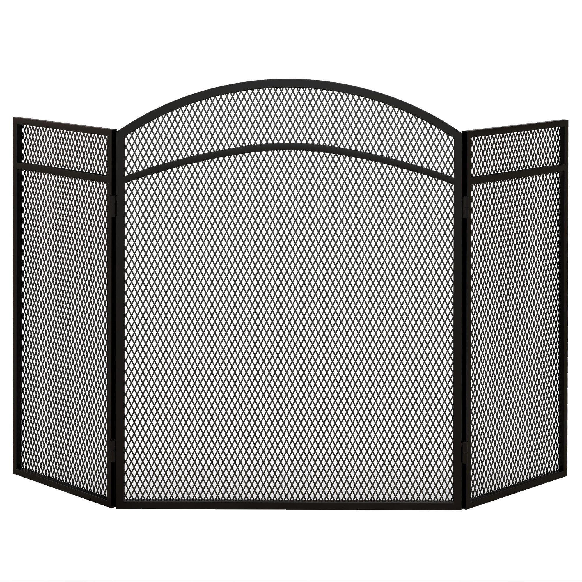 HOMCOM Kamingitter Klappbares Kaminschutzgitter mit 3 Paneelen (Ofenschutzgitter, 1-tlg., Funkenschutzgitter), für Wohnzimmer, Metall, 96 x 60 cm, Schwarz