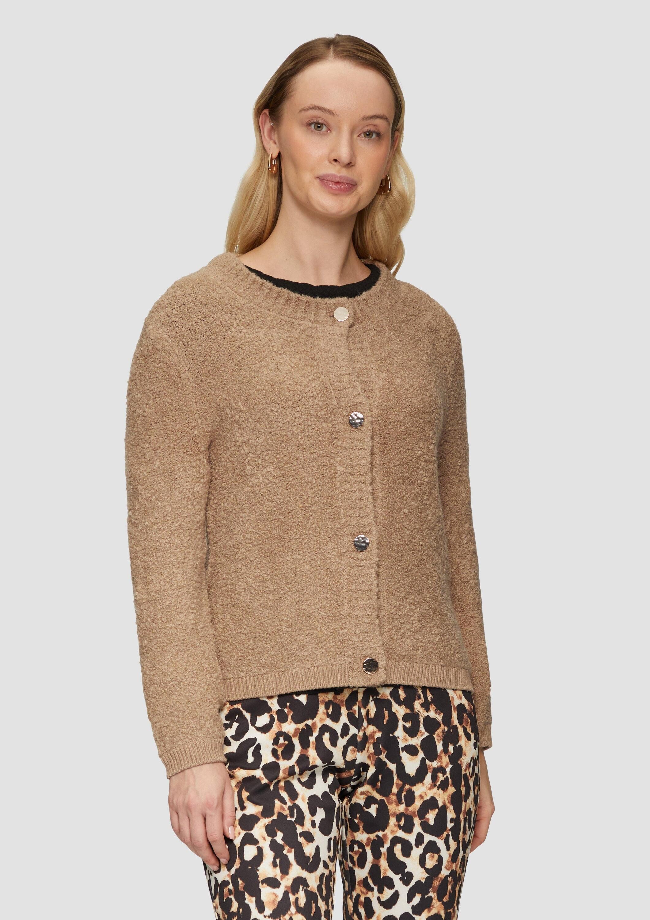 s.Oliver Cardigan Strickjacke Strickjacke aus Bouclé im Wollmix