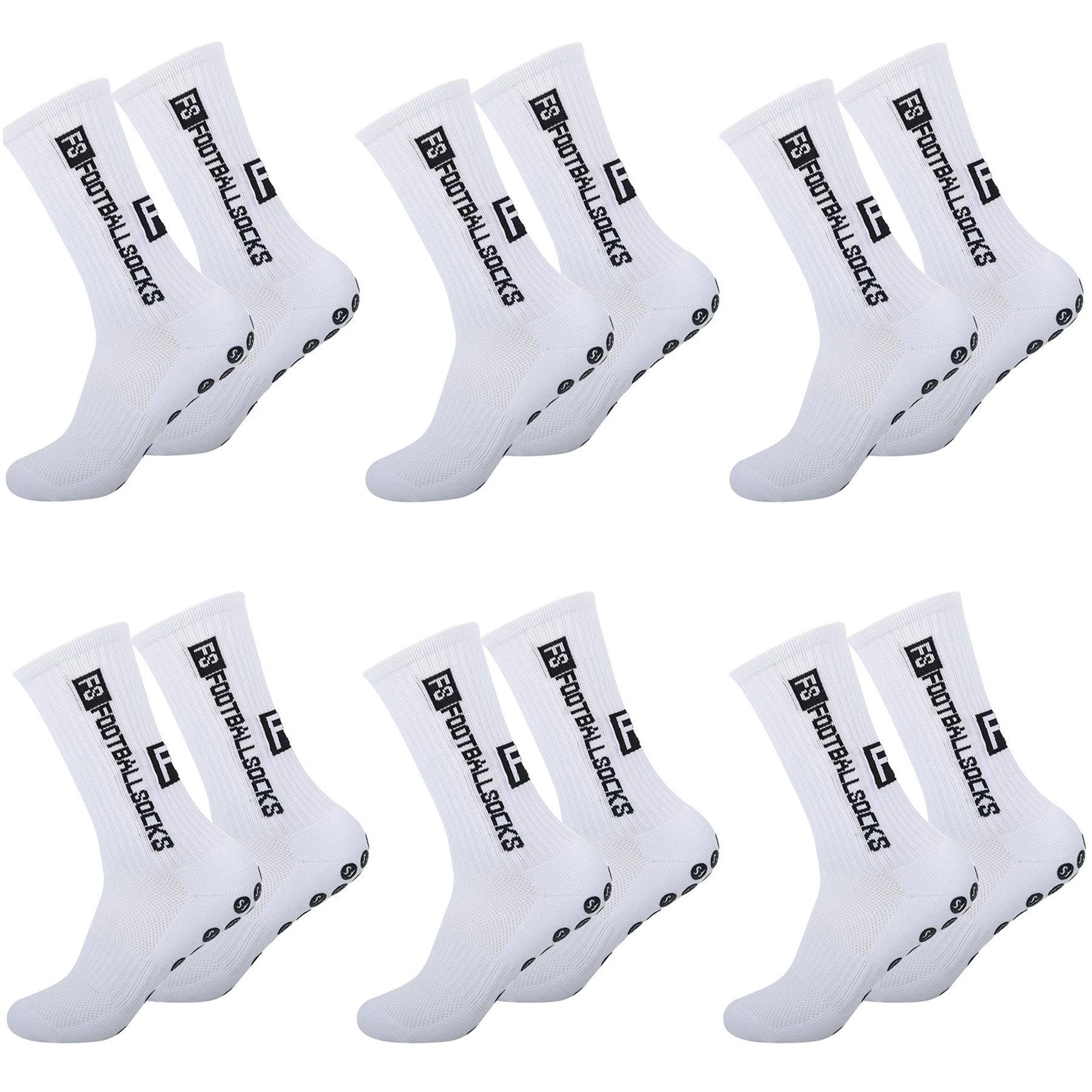 Sportsocken 6 Paar Fußball Grip-Socken,39-46Fußballsocken Anti Rutsch Grip Fußball