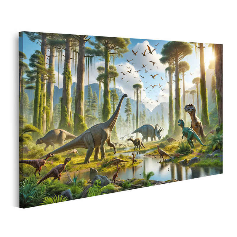 islandburner Leinwandbild Hochwertiges Dinosaurier Wandbild auf Leinwand