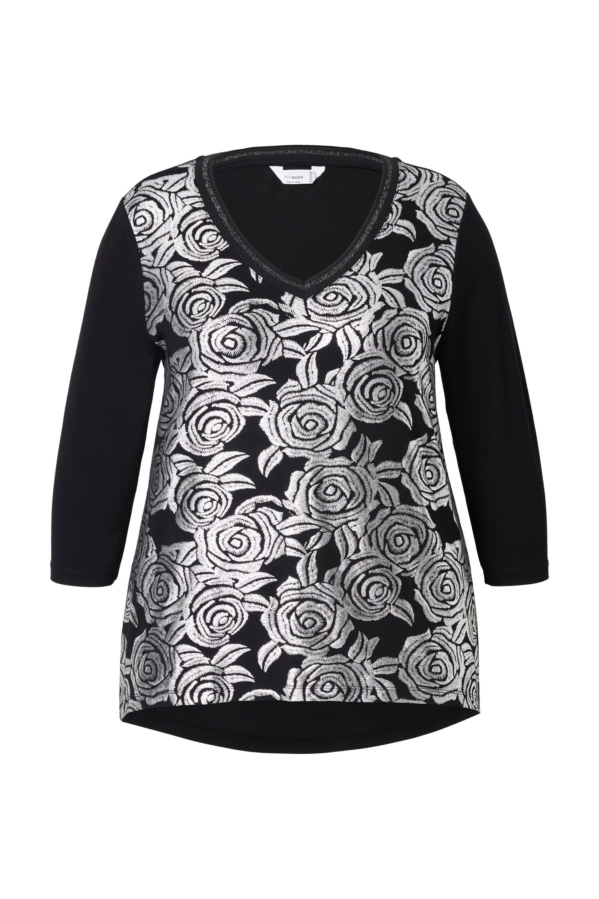 MIAMODA T-Shirt T-Shirt A-Linie silbernes Rosenmuster günstig online kaufen