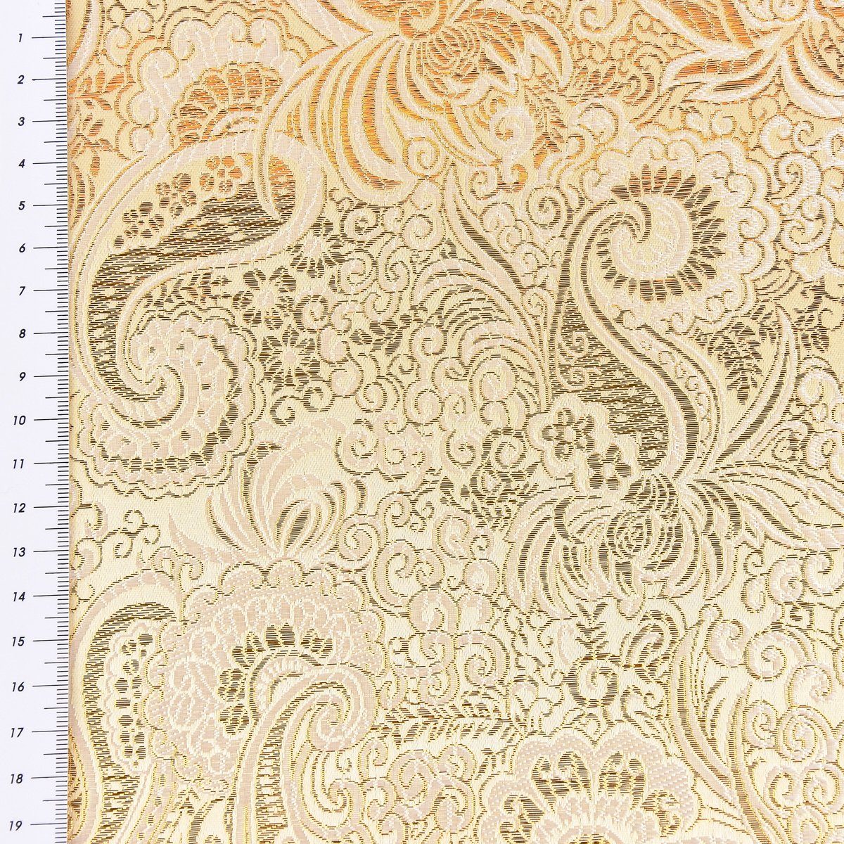 SCHÖNER LEBEN. Stoff Lurex Jacquard Stoff Paisley Ornament goldfarbig silberfarbig, mit Metallic-Effekt