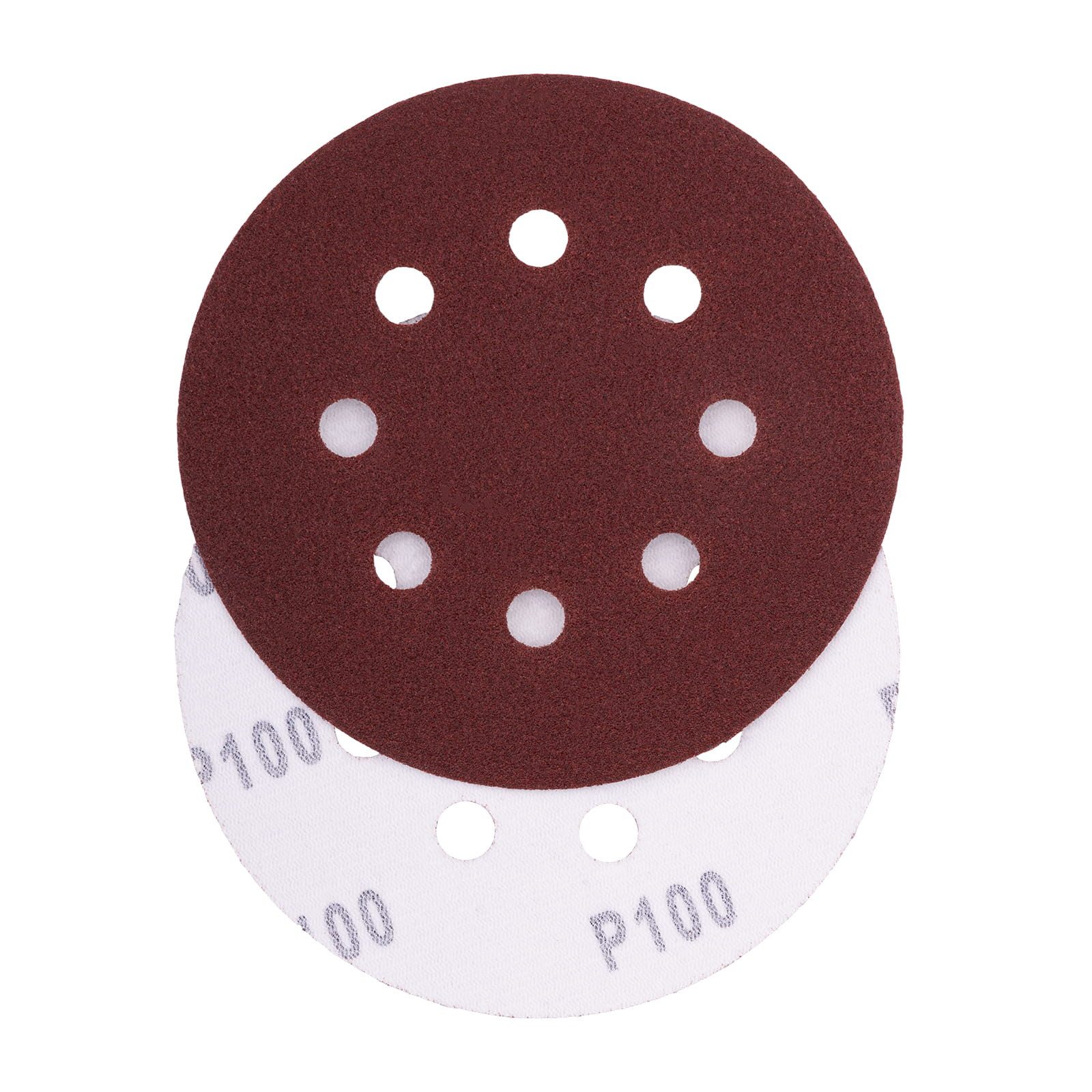 BOOMET Schleifpapier Schleifpapier Ø 125 mm 8 Loch Klett, (100 St., P100 100 Stück), Schleifscheiben für eine Flex Schleifmaschine Körnung