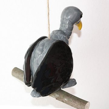 Tangoo Gartenfigur Tangoo Keramik Geier mit schwarzen Flügeln auf Ast zum Hängen, (Stück)