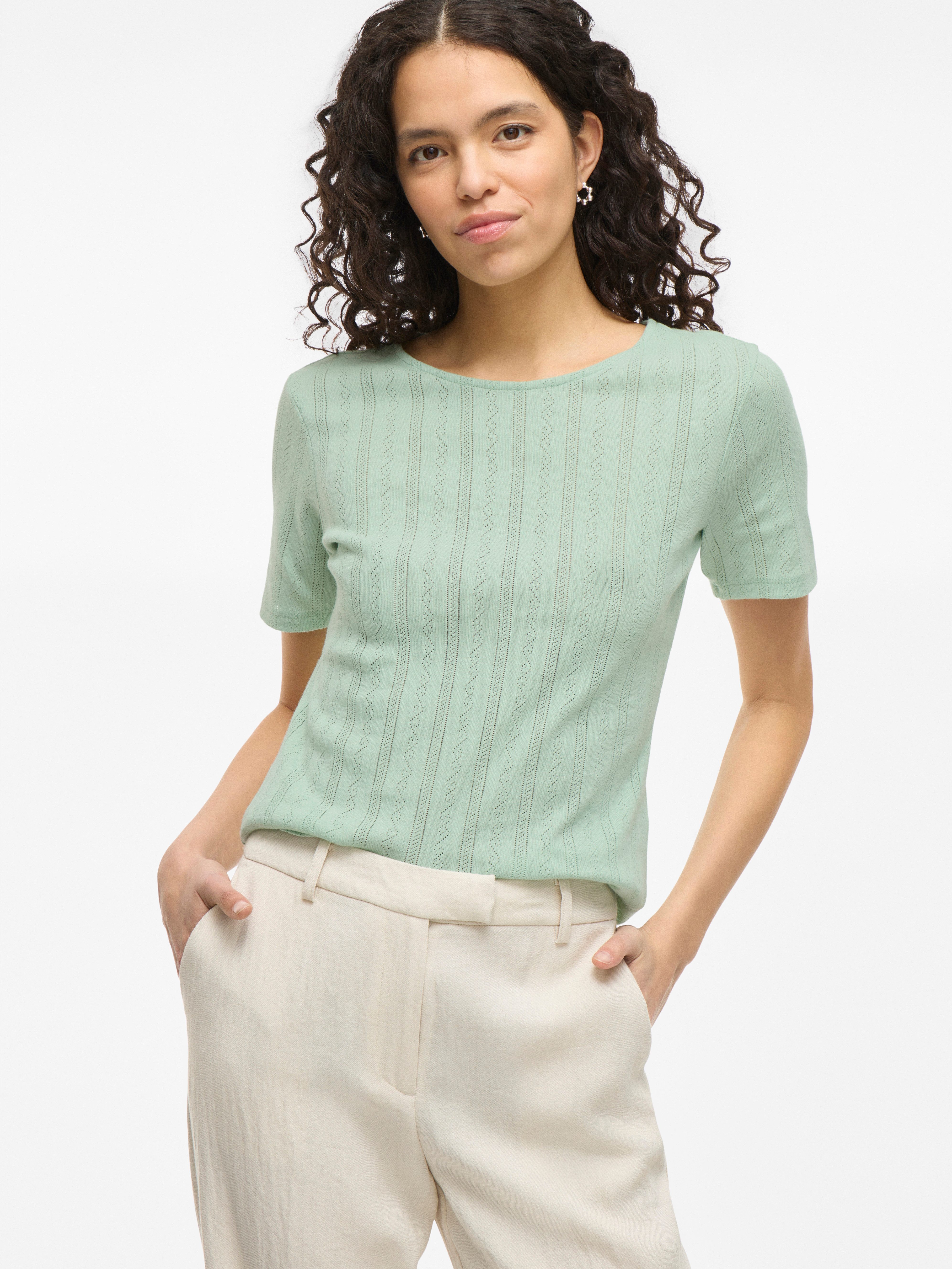 Vila Kurzarmshirt VIKASSIE S/S POINTELLE TOP günstig online kaufen