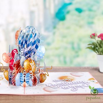 paperdora Geburtstagskarte 3D Pop-Up-Karte „Geburtstag“ mit Umschlag und Wachssiegel - Grußkarte, Geburtstag Geschenk