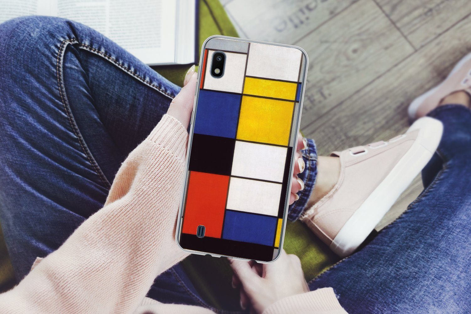 MuchoWow Handyhülle für Samsung Galaxy A10 Komposition A - Piet Mondrian, Smartphone-Bumper, Print, Handy Schutzhülle Dünn