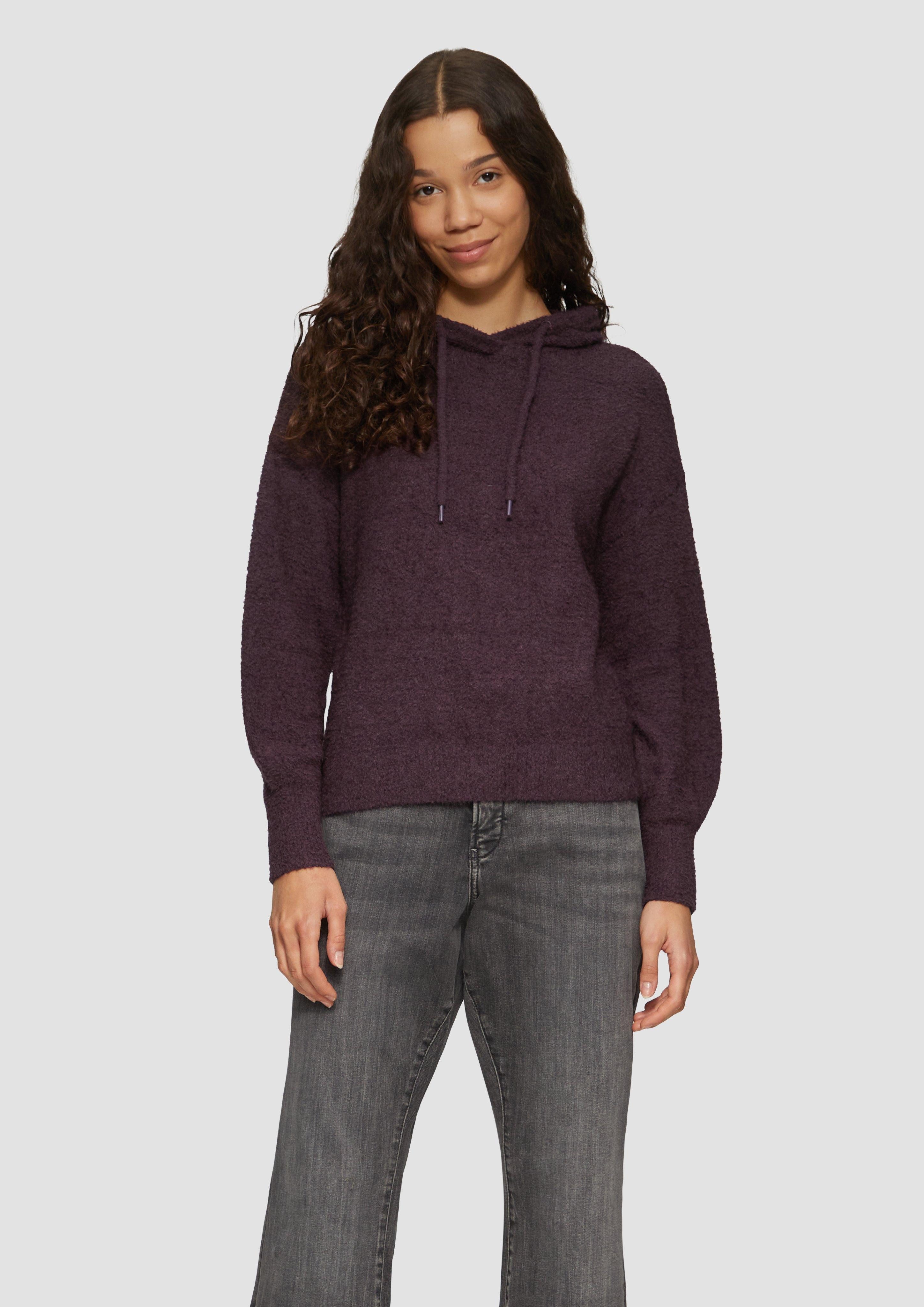 QS Strickpullover Flauschiger Strick-Hoodie günstig online kaufen