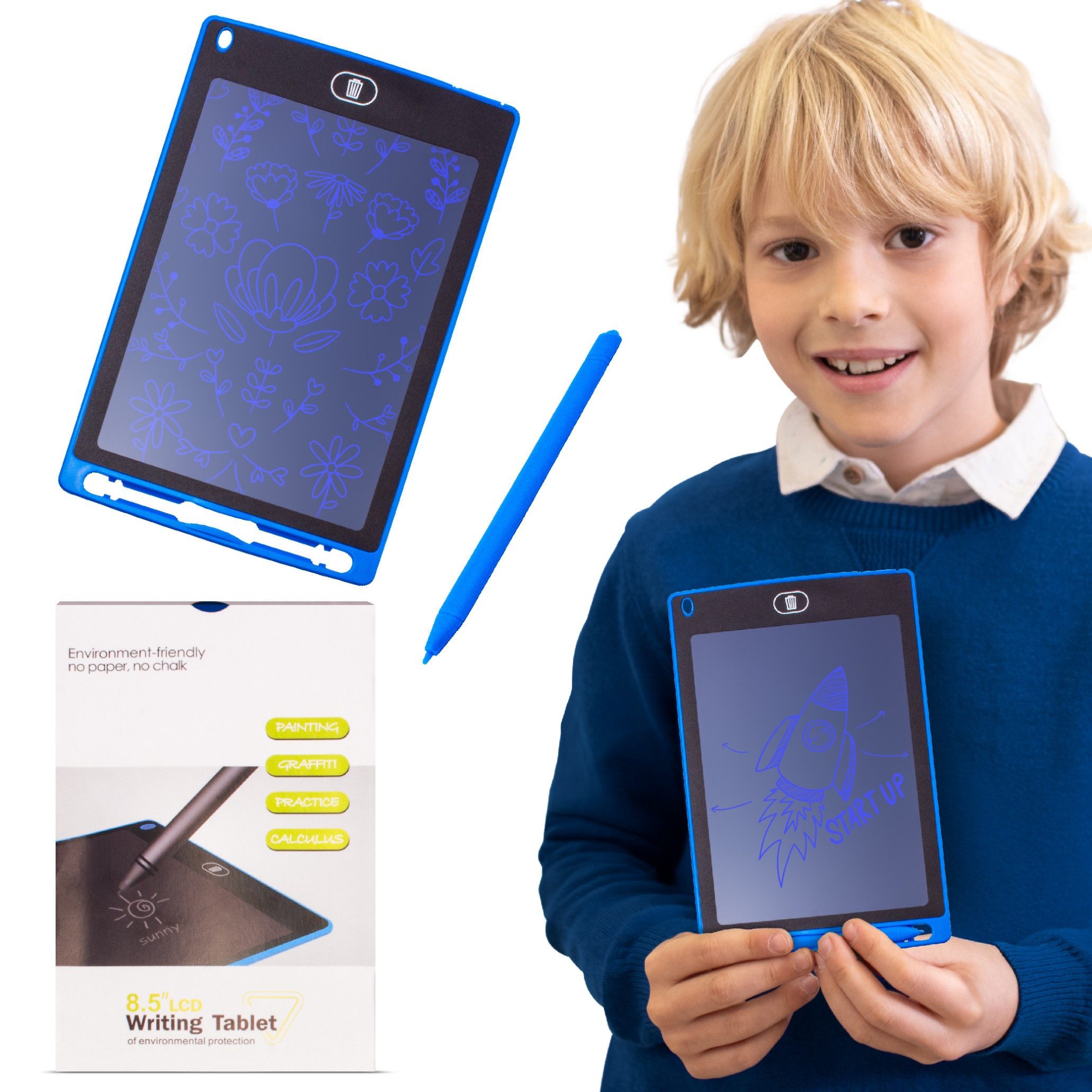 Sun Baby Lerntablet SUN BABY LCD-Zeichentablet 8,5 Zoll einfarbig ab 3 Jahren - Blau