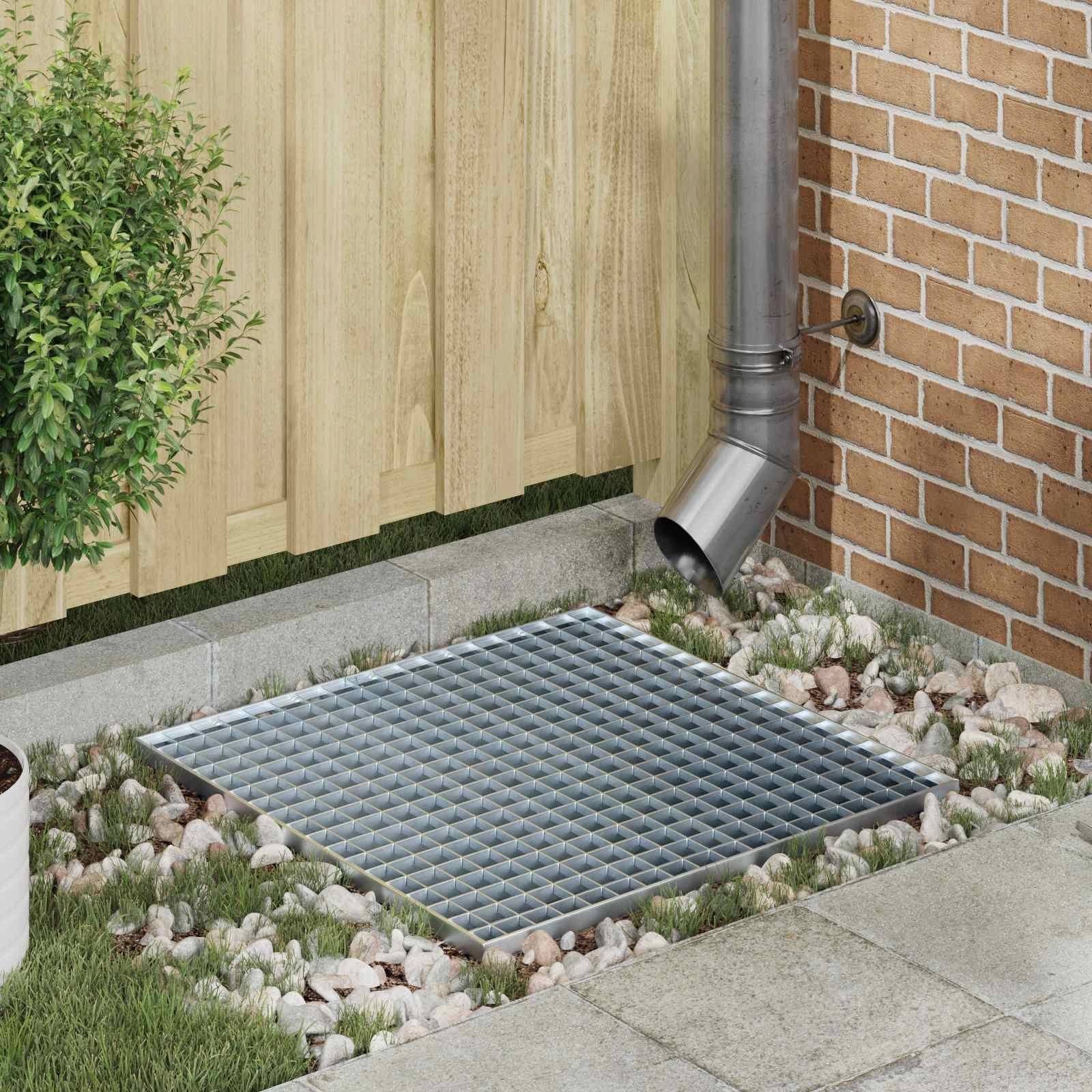 vidaXL Schutzgitter-Bodenplatte, Gitter Silber 60 x 60 x 2 cm Feuerverzinkter Stahl