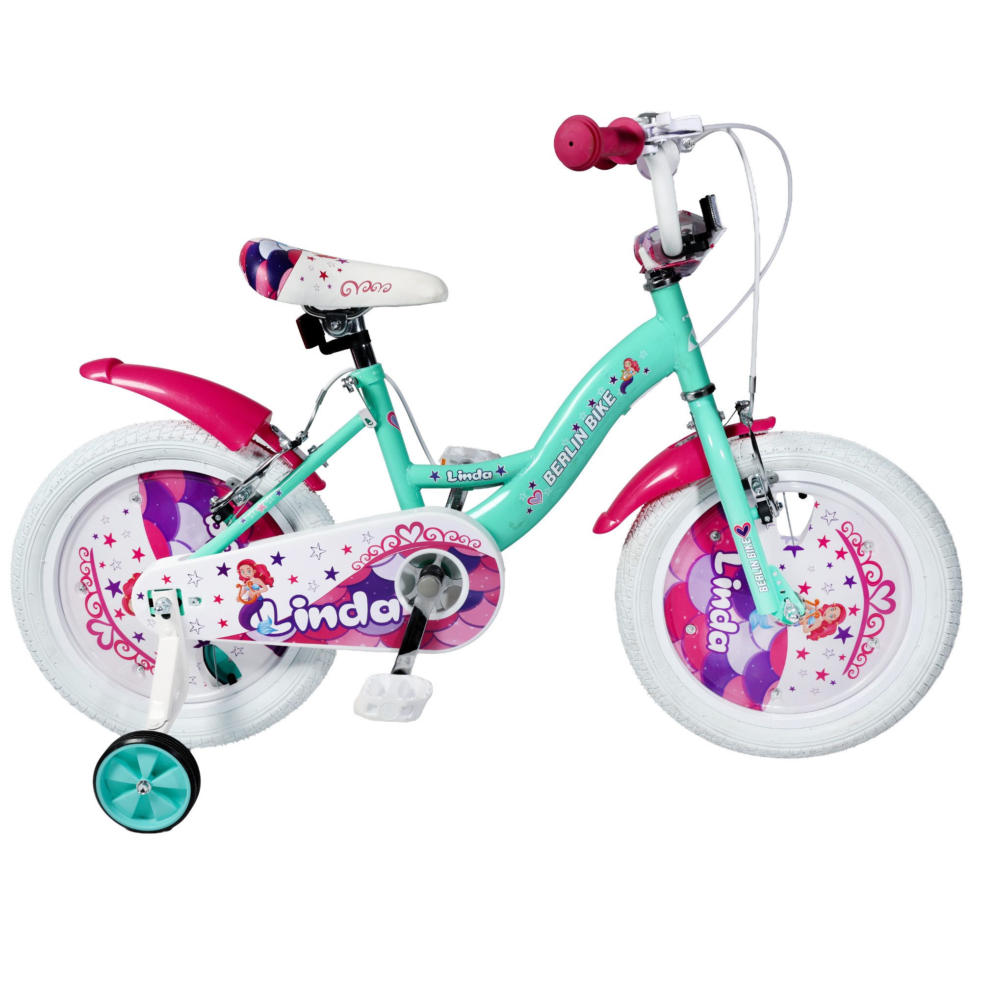 BERLIN BIKE Kinderfahrrad Linda 16 Zoll Fahrrad für Mädchen, 1 Gang, Spielerisch Balance und Motorik fördern
