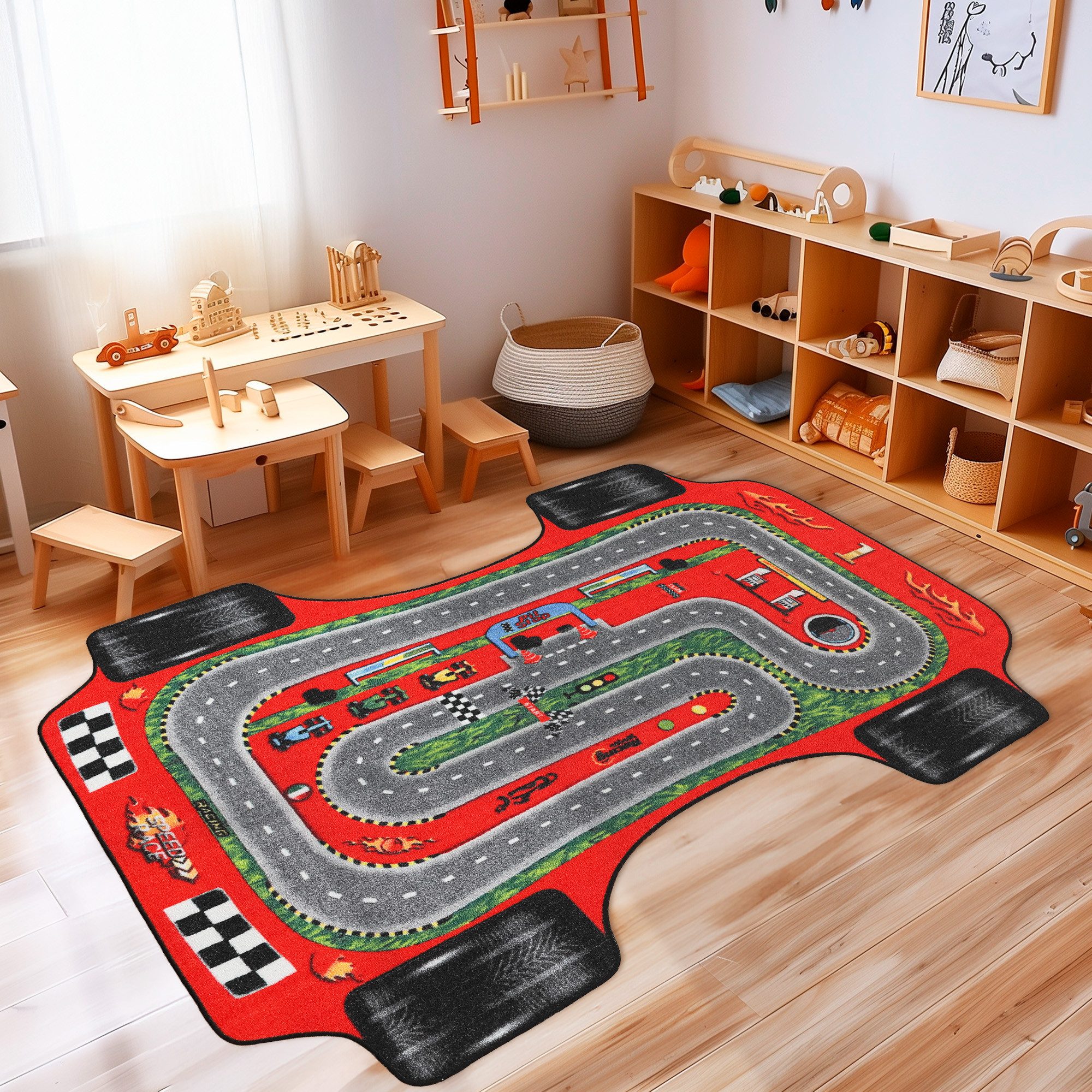 Carpettex Kinderteppich Rennstrecke, Rechteckig, Höhe: 7 mm, Kinderteppich günstig online kaufen