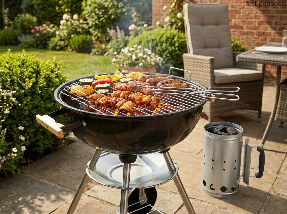 Haushalt International Holzkohlegrill Ø 43 cm für Garten, Terrasse und Camping & Zubehör optional