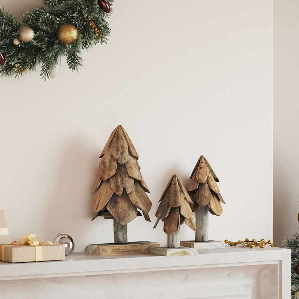 vidaXL Künstlicher Weihnachtsbaum Weihnachtsbaum 3 stk. Braun 40 cm Massivholz