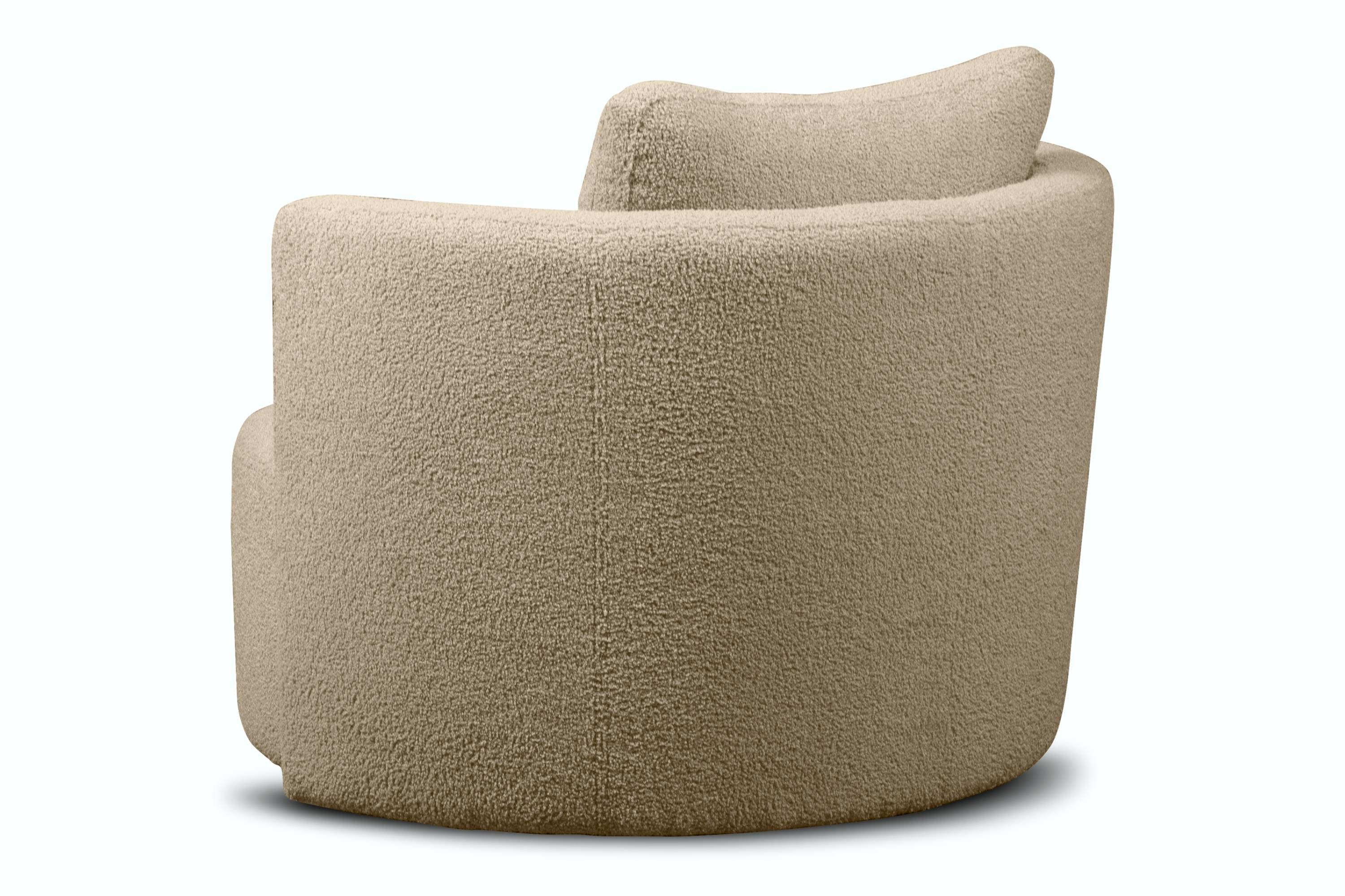 Konsimo RAGGI Sitzhocker, komfortables Drehfunktion, mit Sitzen Sessel mit Bouclé-Stoff, Drehsessel 360°