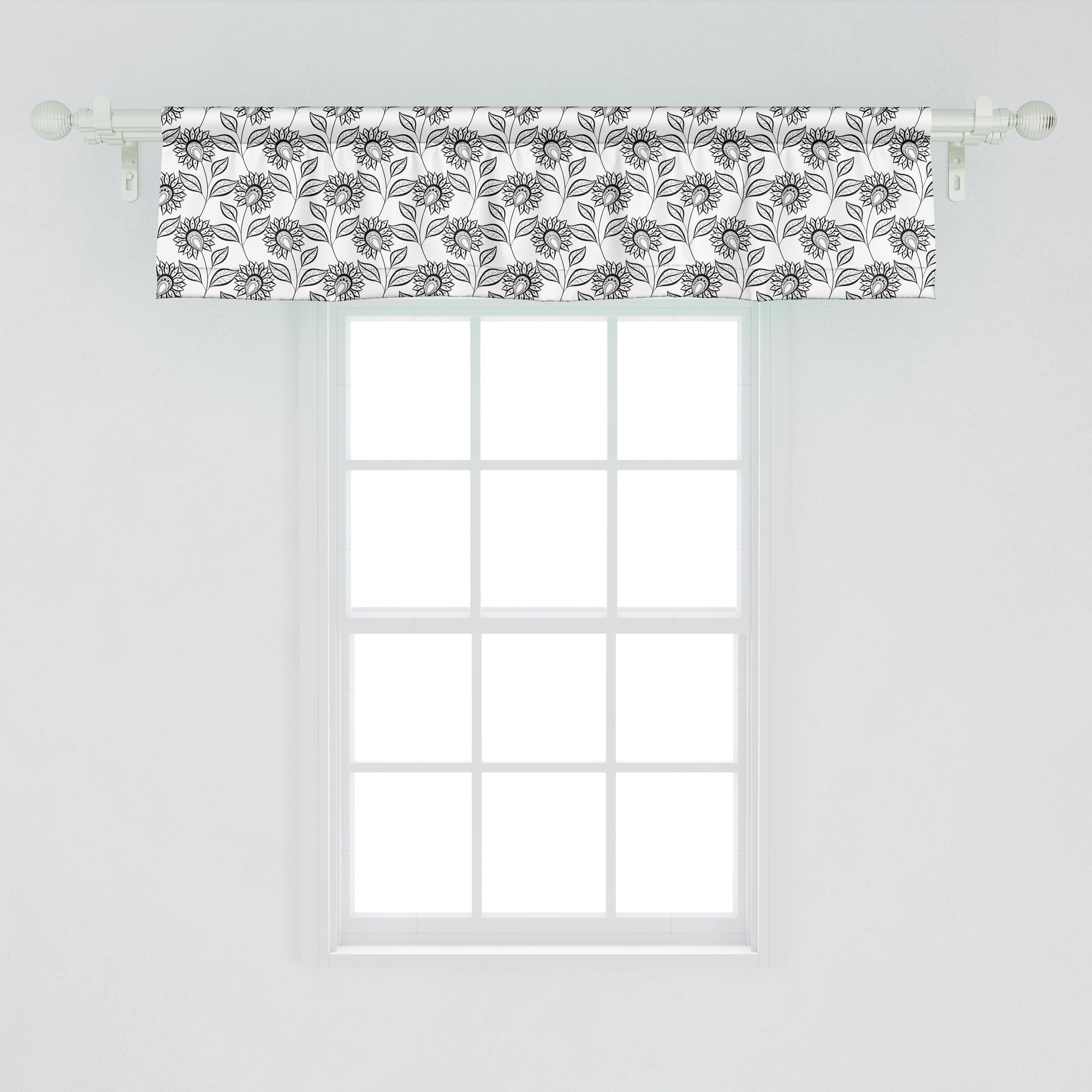Scheibengardine Blumen-Kunst Volant Schlafzimmer Orientalisch Abakuhaus, Microfaser, mit Stangentasche, für Umreißen Dekor Küche Vorhang