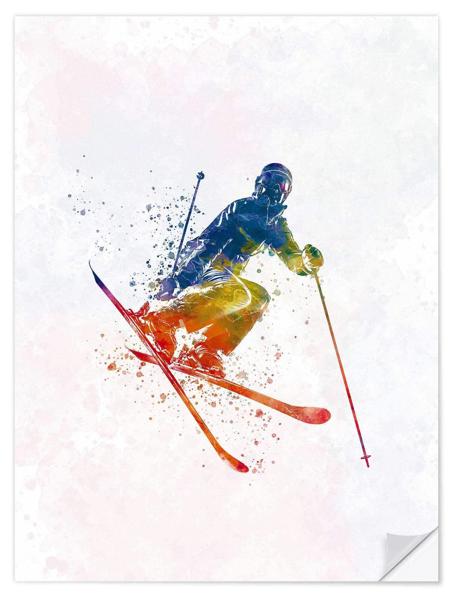 Posterlounge Wandfolie nobelart, Skifahrer II, Fitnessraum Illustration
