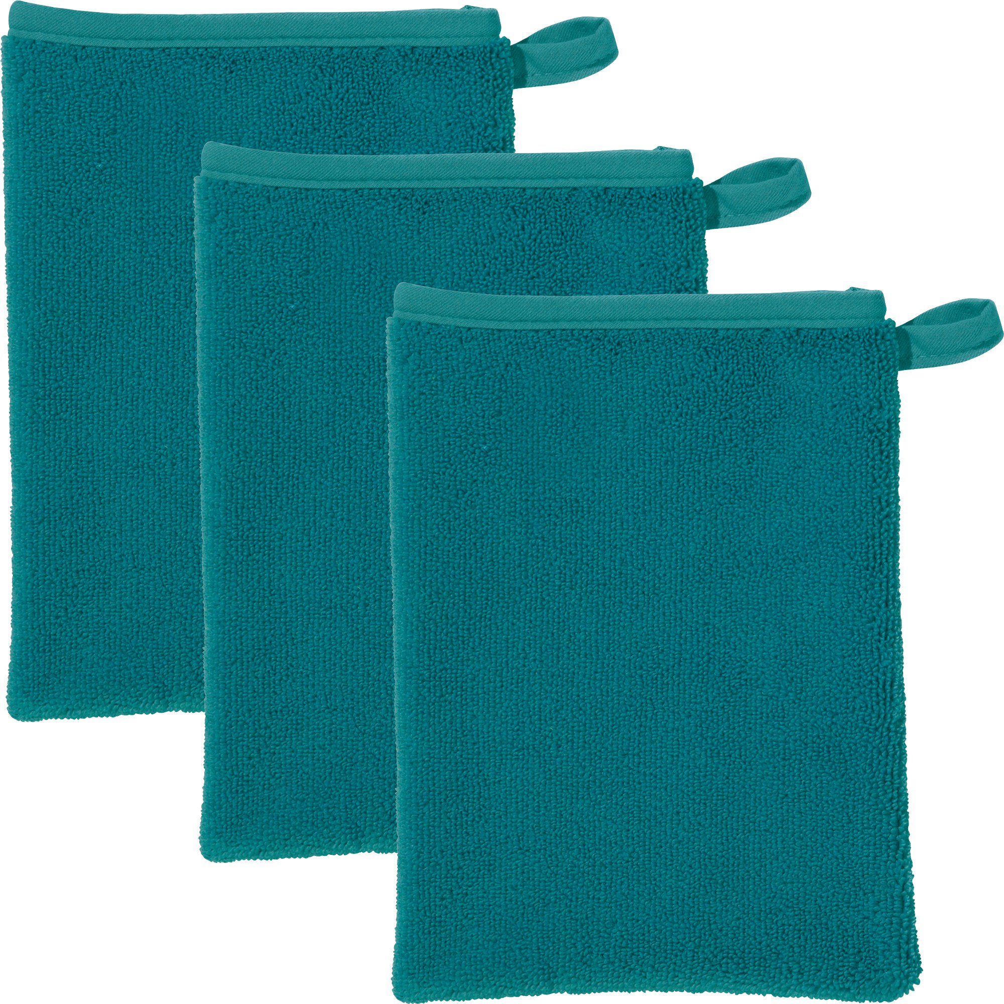 Erwin Müller Waschhandschuh Abschminkhandschuh 3er-Pack, Microfaser, Microfaser Uni