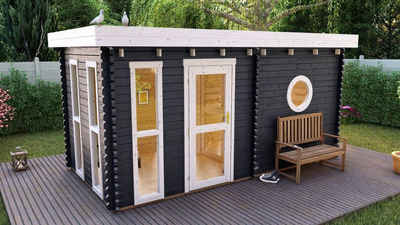 Finn Art Blockhaus Saunahaus Trontheim 3, BxTxH: 480 x 240 x 240 cm, 45 mm, Outdoor Gartensauna, ohne Ofen mit Vorraum