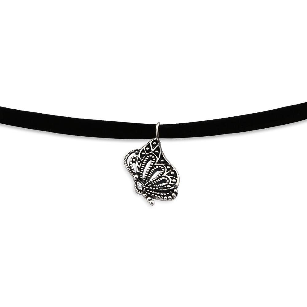 BUNGSA Ketten-Set Silber Schmetterling 925 Necklace Choker Halskette Kette (1-tlg), aus Damen