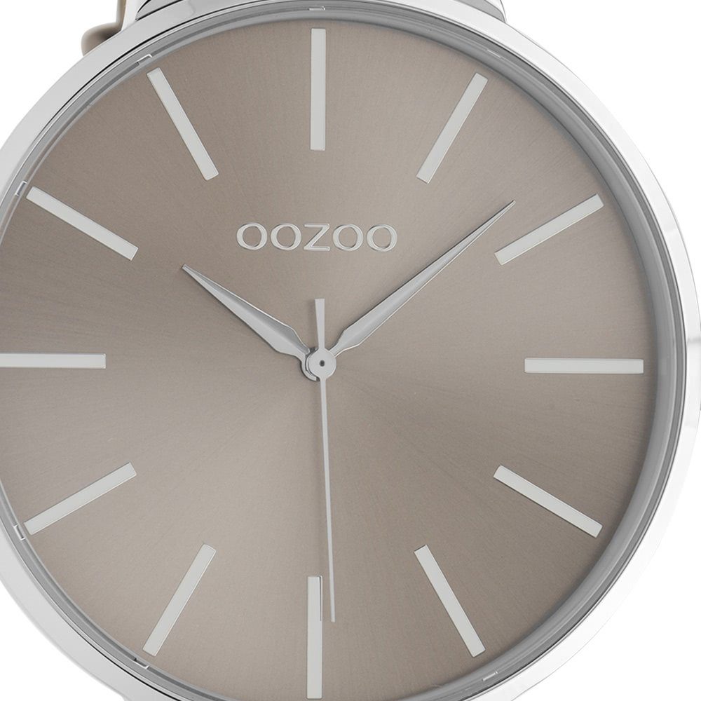 Armbanduhr Damenuhr Lederarmband, Damen braun Analog, rund, groß 48mm) Quarzuhr OOZOO Fashion-Style (ca. extra Oozoo