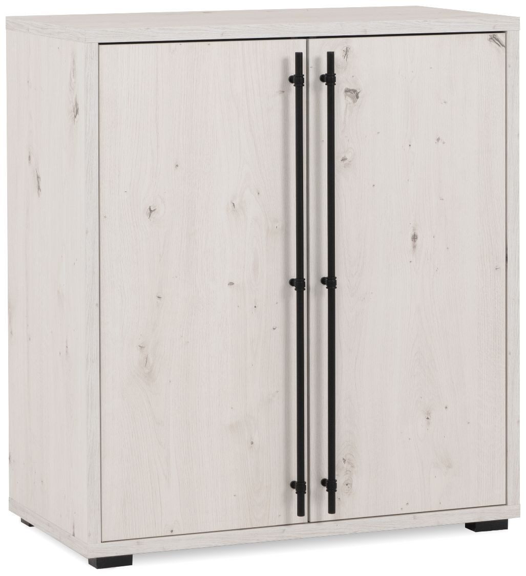 Finori Kommode Almo 01A, Dekor Artisan Oak, weiß, ABS-Kante, Metallgriffe, 75 x 85 x 38,5 cm