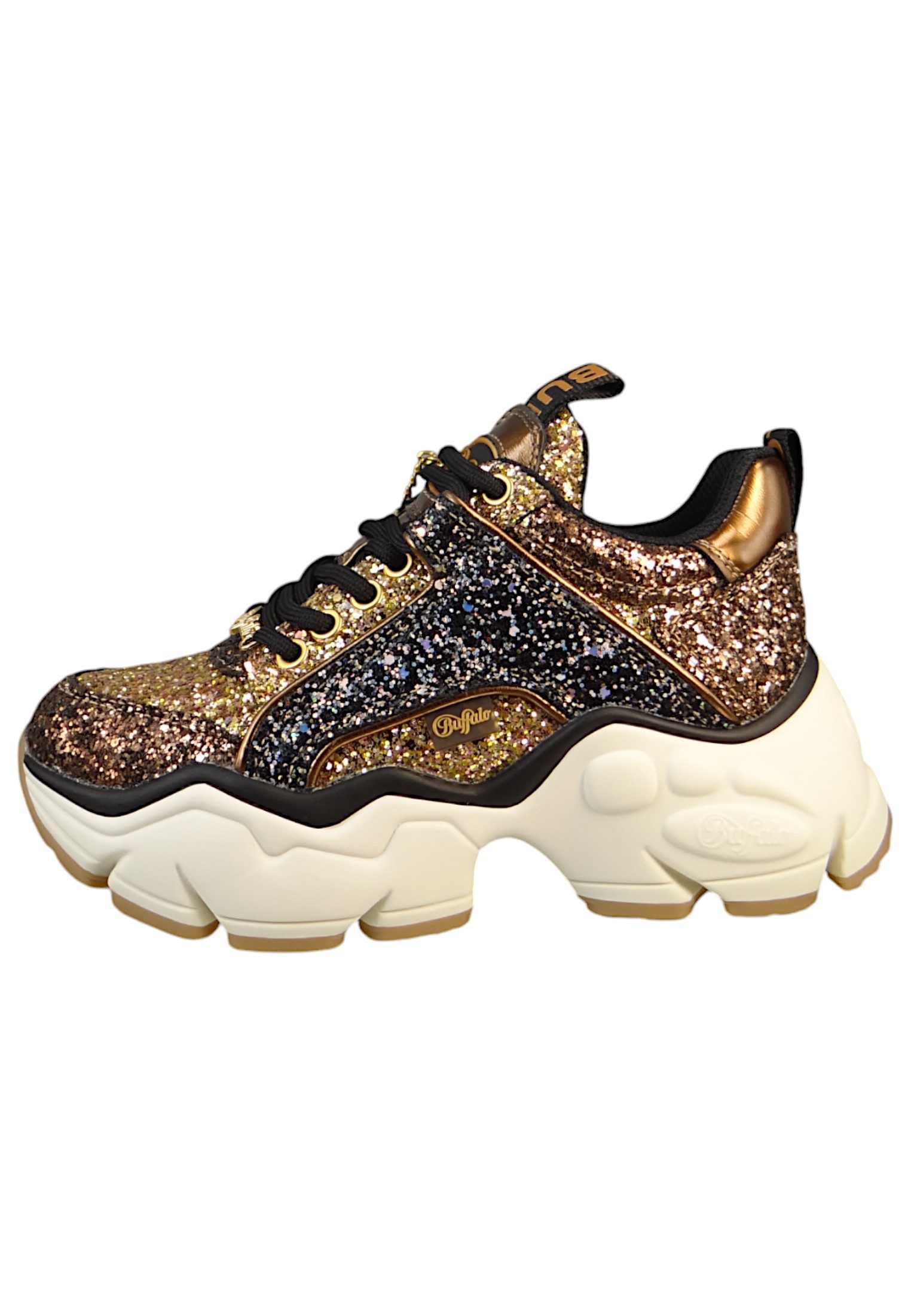 Buffalo 1636282 Binary Glam Low Top Black/Gold Sneaker
