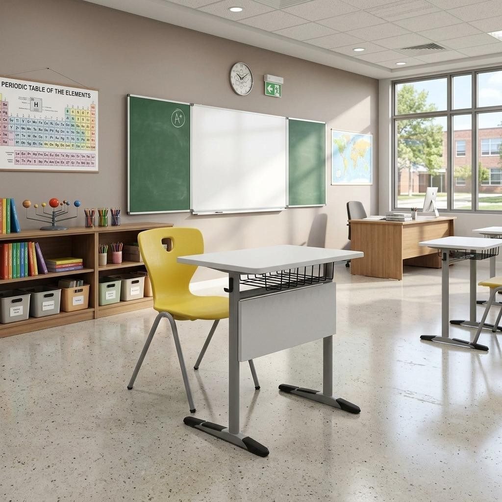 Xlmoebel Schreibtisch Ergonomisches Schulset in Grau mit gelbem Stuhl und Tisch (Schulset, 2-St., Ergonomisches Schulset), Made in Europa