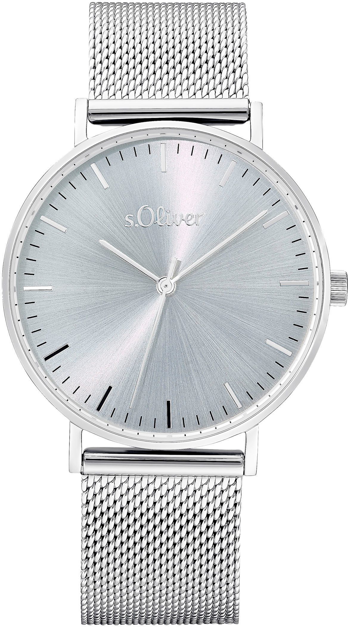s.Oliver Quarzuhr 2033520, Armbanduhr, Damenuhr, analog, Edelstahlarmband
