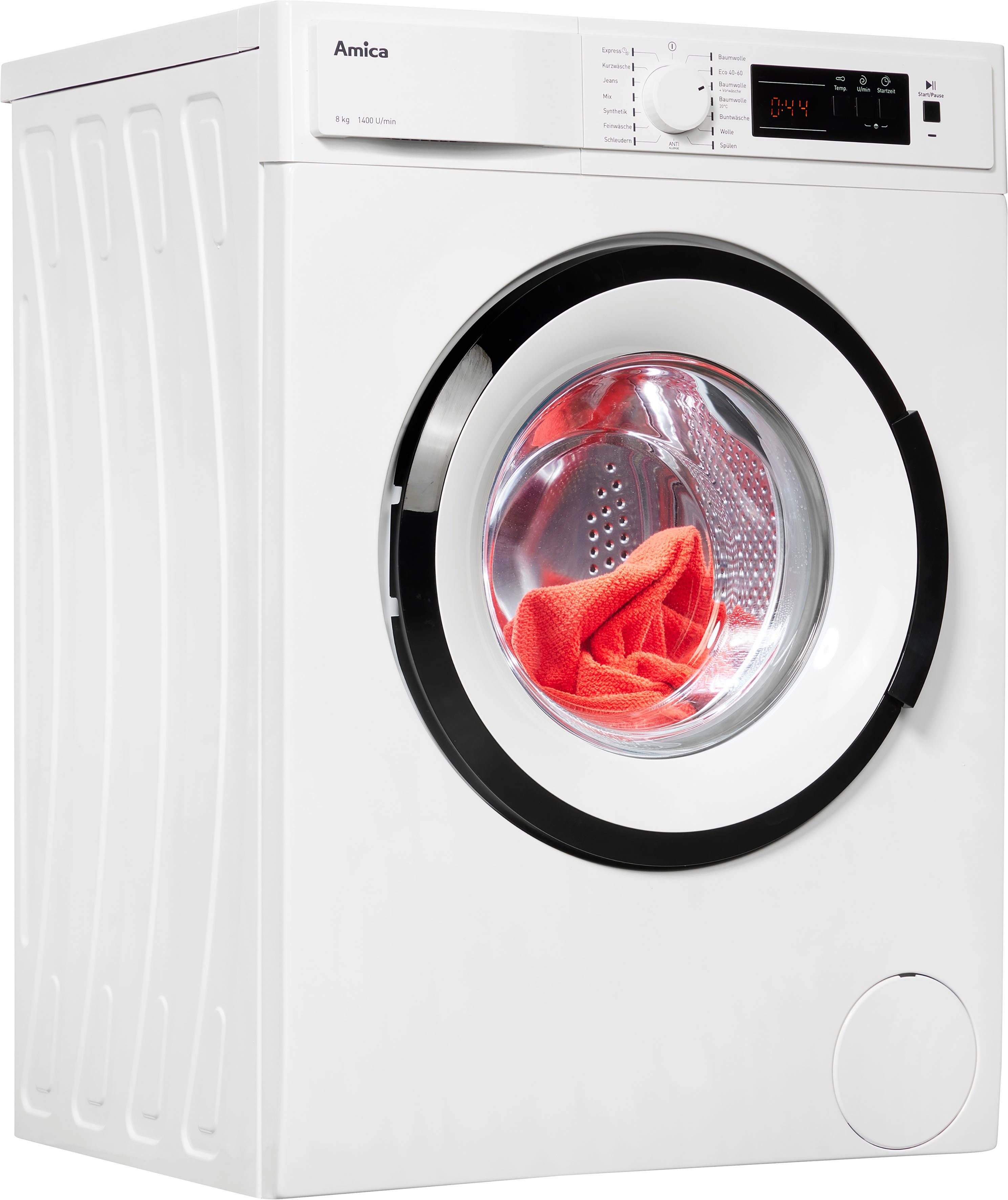 Amica Waschmaschine WA 484 072, 8 kg, 1400 U/min, Automatisches  Unwuchtsystem, Überlaufschutz