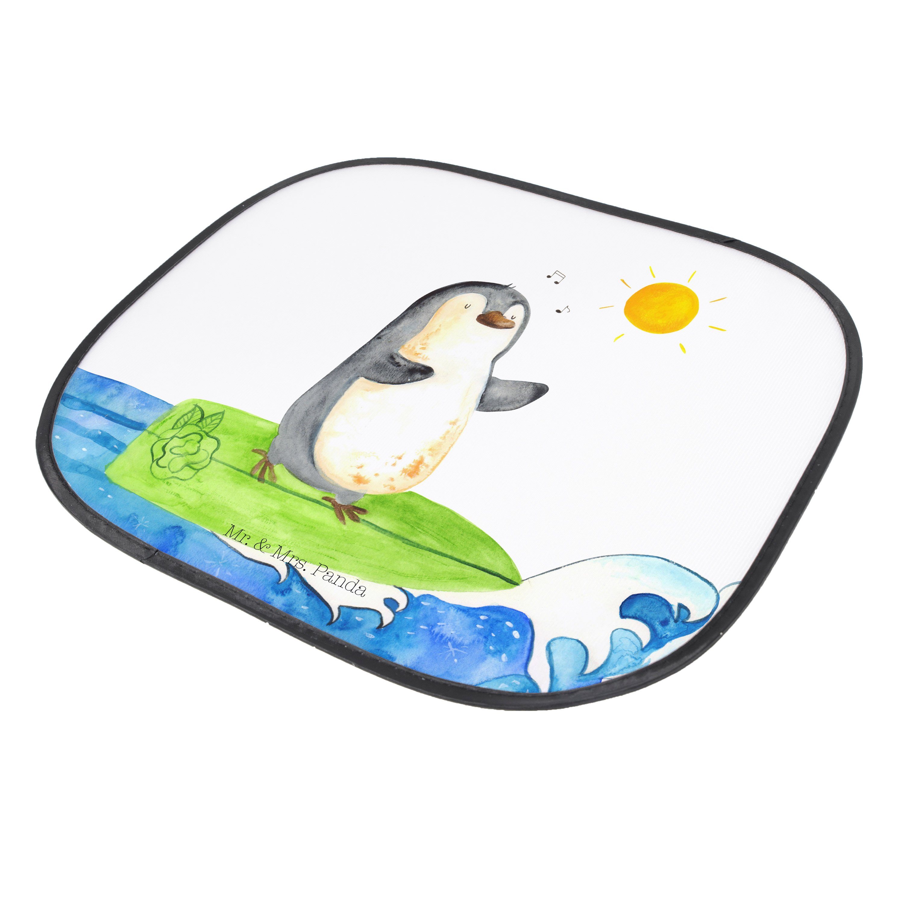 Sonnenschutz Pinguin Surfer - Geschenk, Sonnenschutz Weiß Mrs. Mr. Pinguine, Kinde, Sonne, & - Seidenmatt Panda