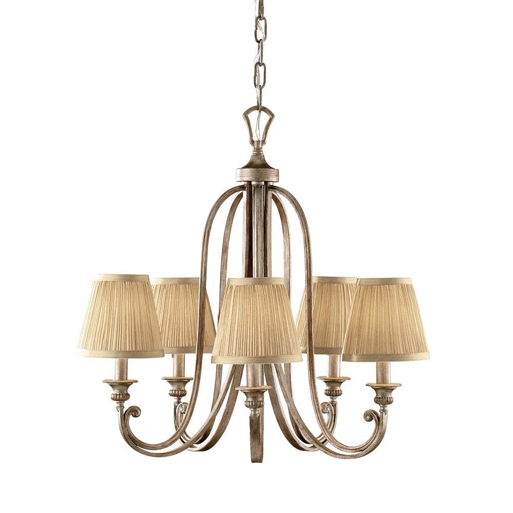 Elstead LIGHTING Kronleuchter, Leuchtmittel nicht inklusive, Kronleuchter Hängelampe Deckenleuchte Stahl Silber D 66,7 cm 5 Flammig