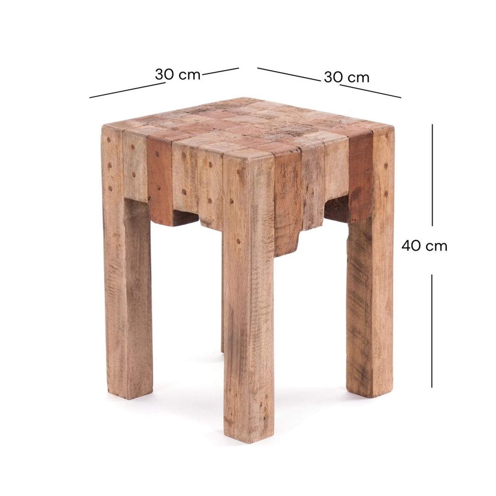 DESIGN DELIGHTS Hocker HOCKER "NATURA", Altholz, 40x30x30 cm (HxBxT), Holzhocker, 01 natur
