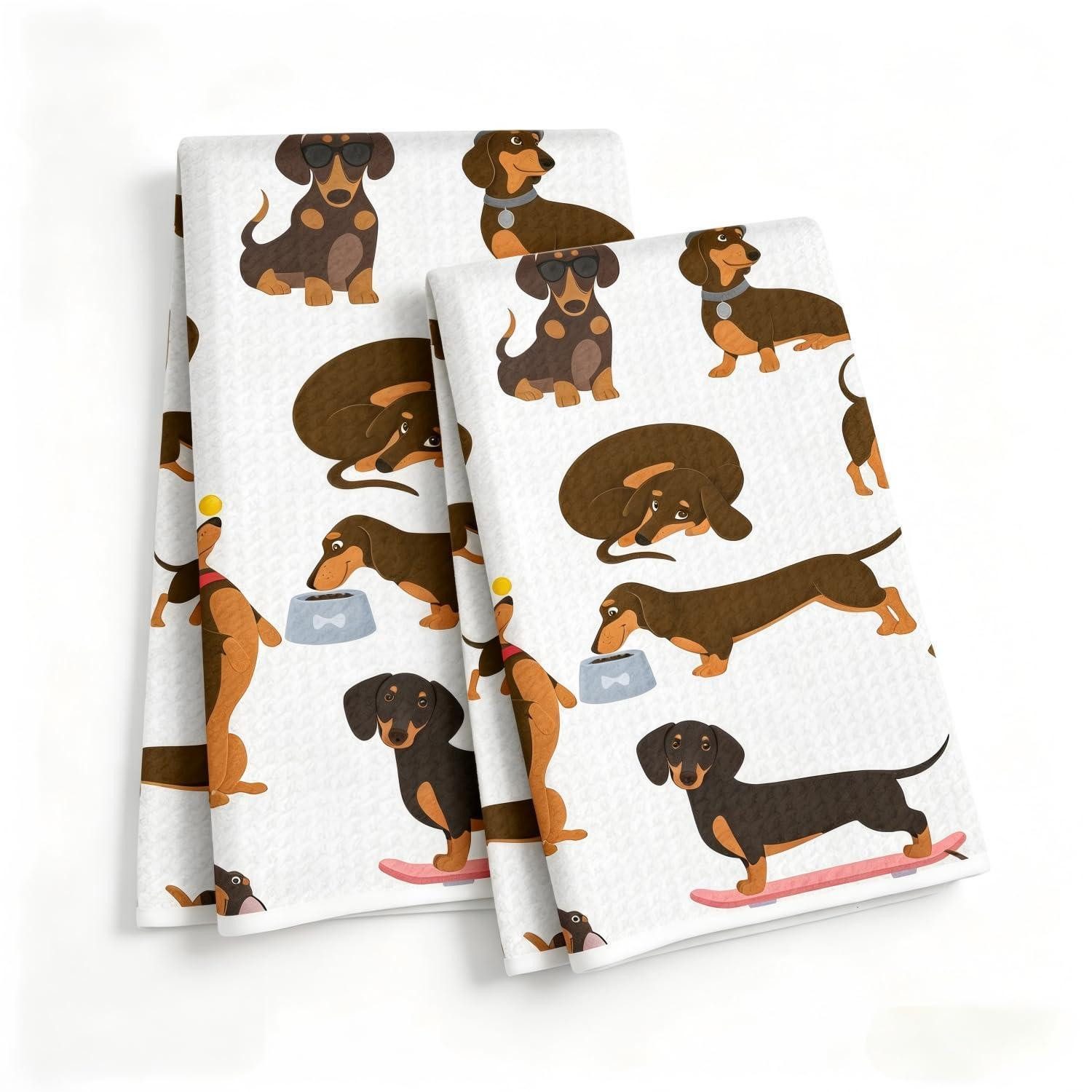 LuxusKollektion Hundehandtuch Dackel Handtücher Mikrofaser 40x60cm Weiß 2 Stück, (2-St)