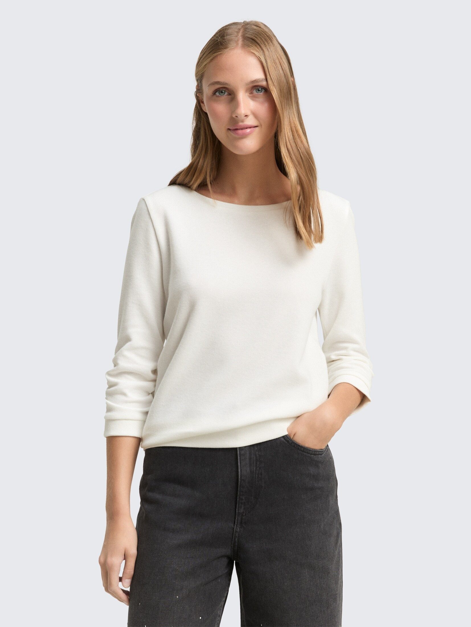 TOM TAILOR Denim Sweatshirt Strick & Толстовки Fitted Sweatshirt mit Raffungen