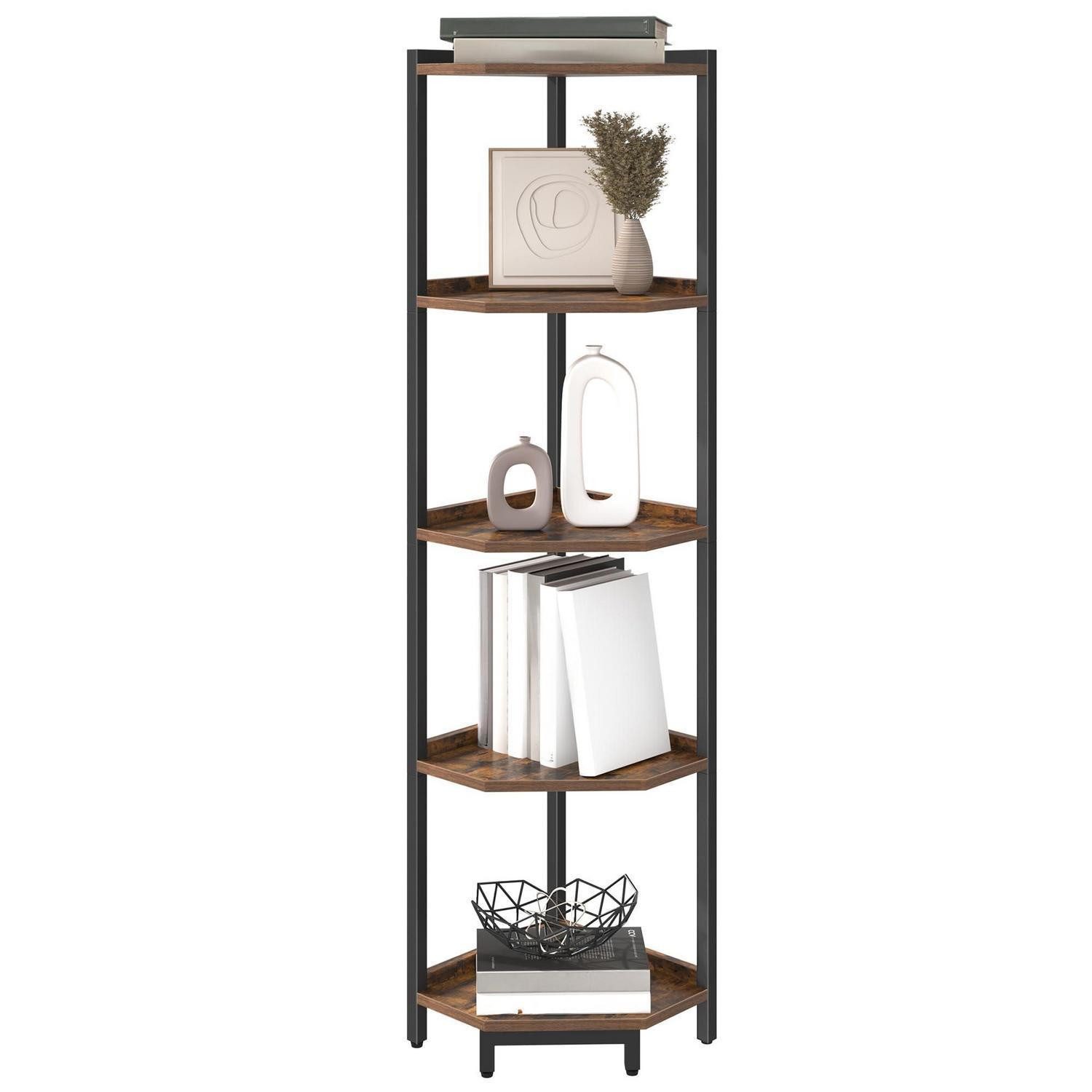 LuxusKollektion Eckregal Eck-Bücherregal 5-stöckig Vintagebraun-Schwarz, 1-tlg.