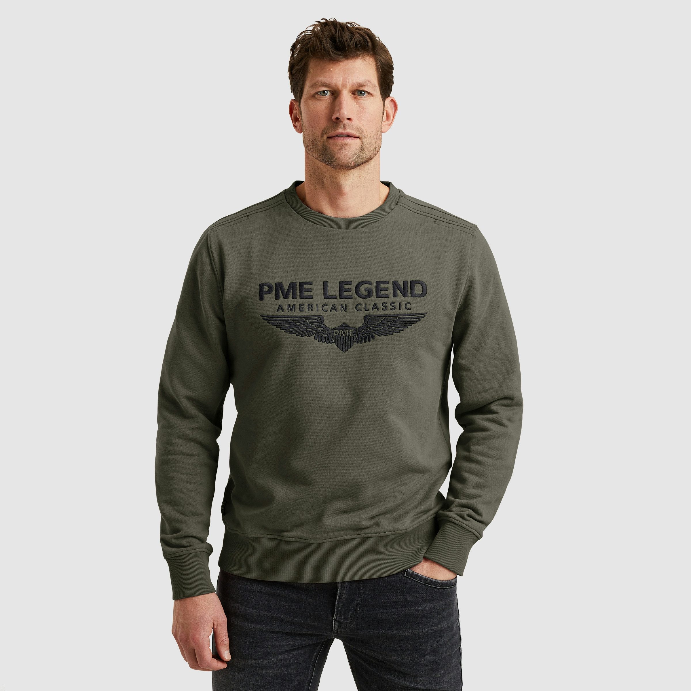 PME LEGEND Sweatshirt Crewneck soft terry with logo mit Logo Stickerei