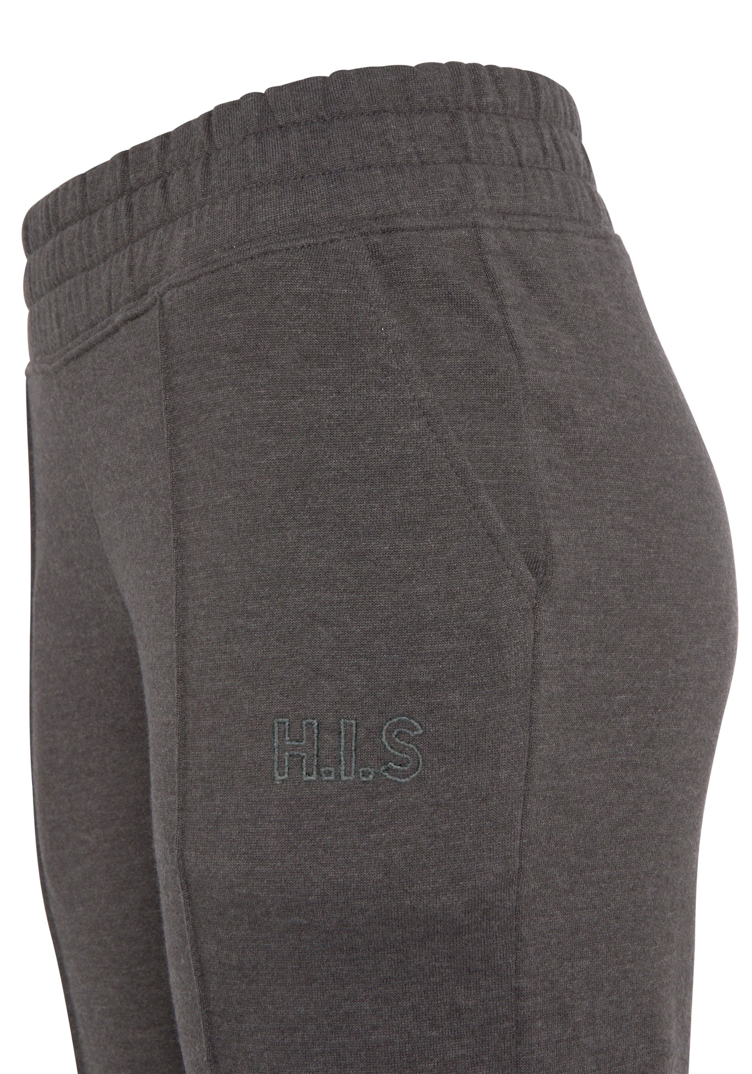 anthrazit meliert H.I.S Relaxhose vorn, Loungeanzug mit Piping