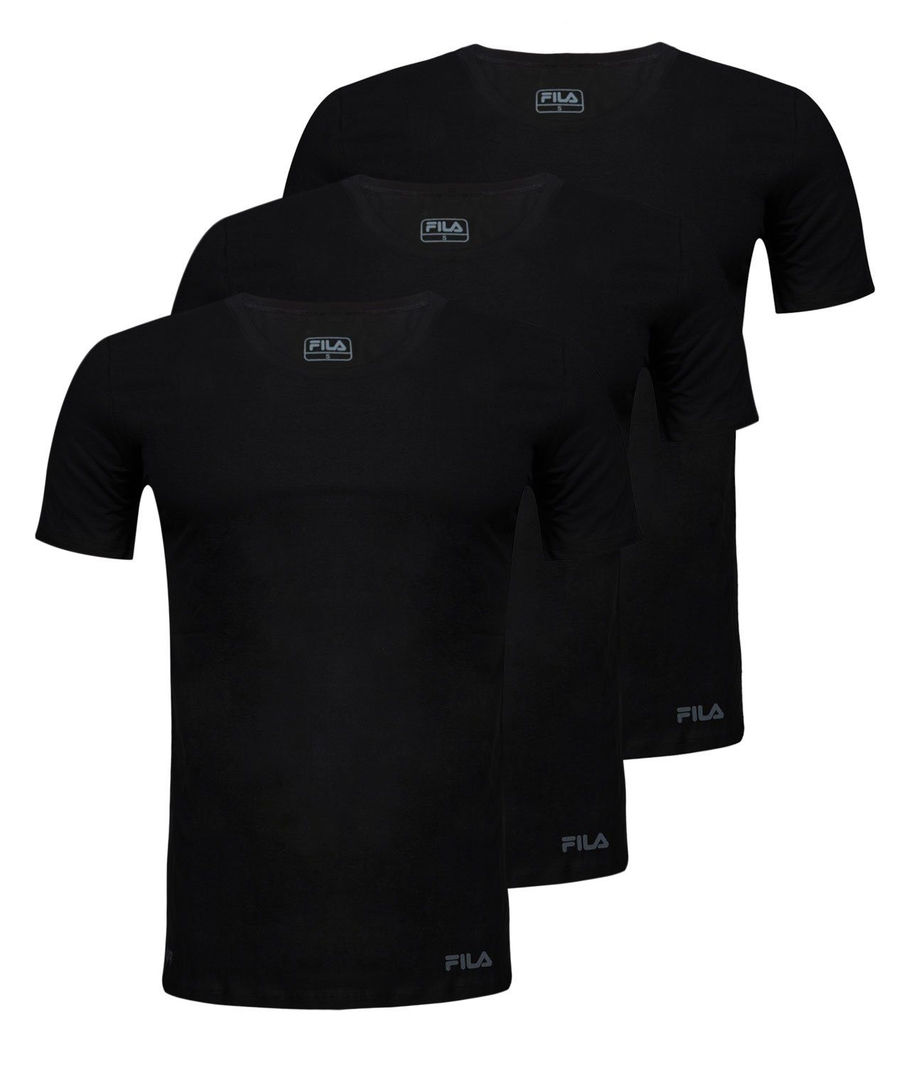 Fila T-Shirt 3er Pack Round-Neck aus weichem Baumwolljersey 200 black