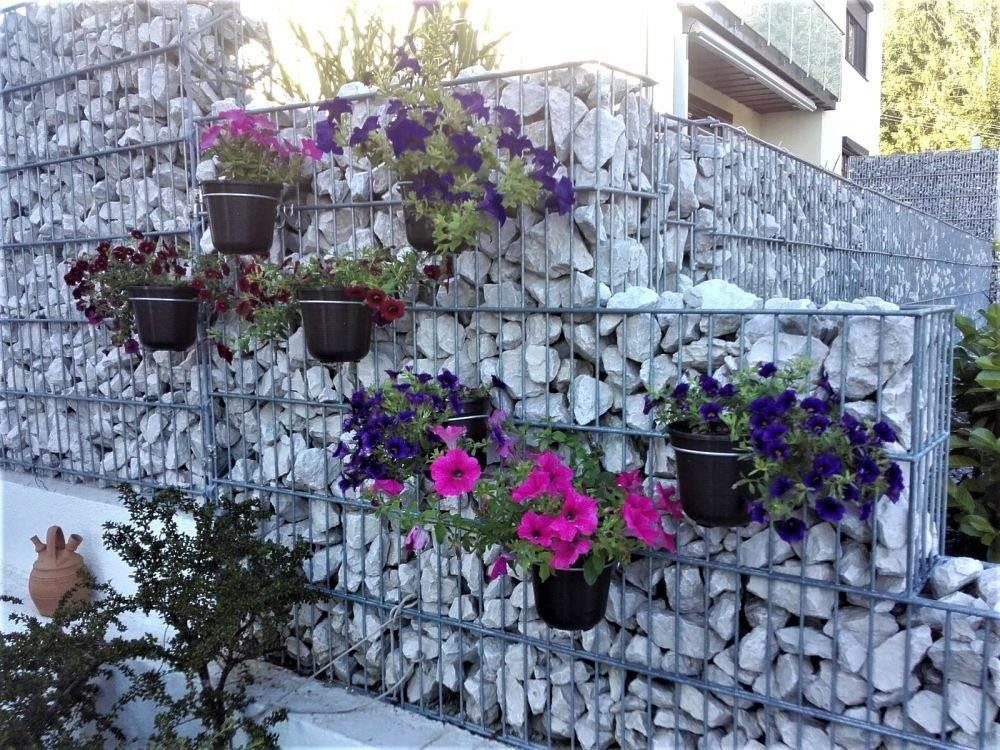 Thumbnail - Nesbel - Spüren Sie die Reinheit? Blumenkastenhalter Blumentopfhalter, 4-St., verzinkter Stahldraht für Doppelstab Gitte...
