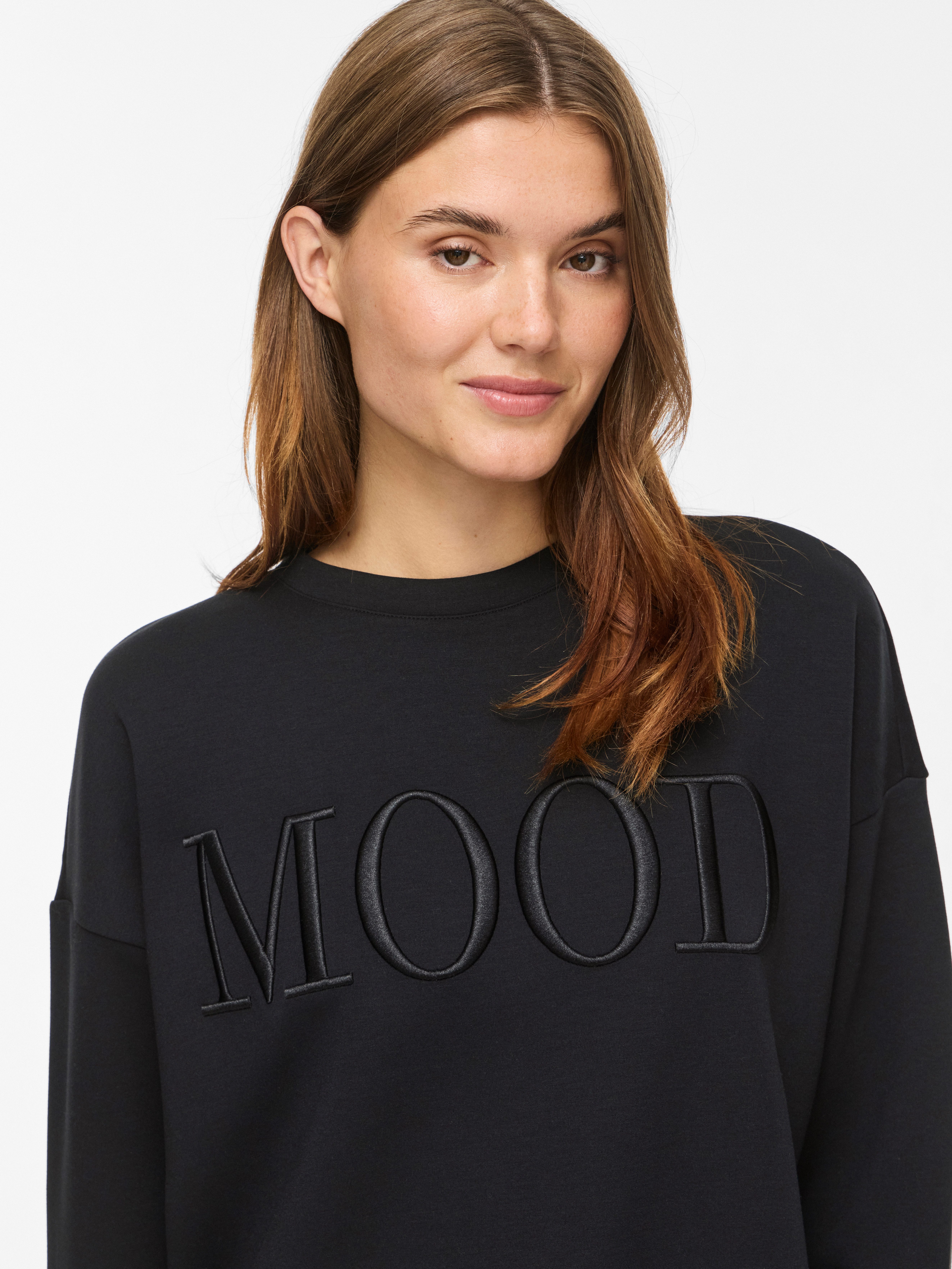 Vila Sweater VIREFLECT MOOD EMB L/S SWEAT TOP/R/3 Materialmix, loose fit – Bild 3 von 5