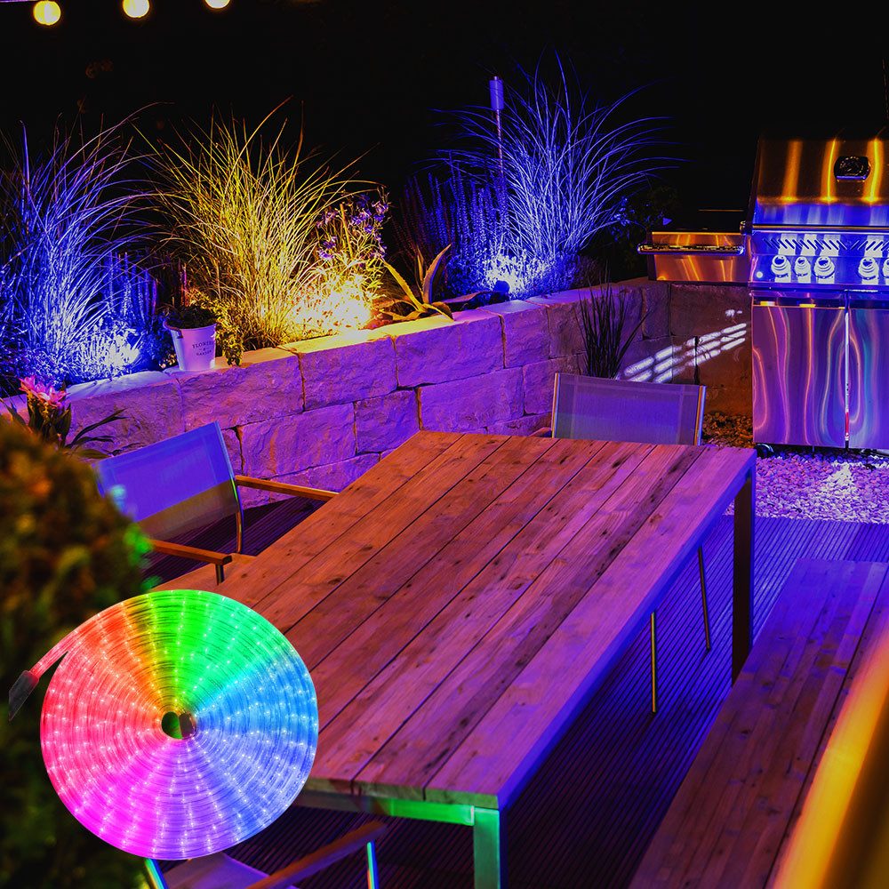 GLOBO LIGHTING Dekolicht, LED-Leuchtmittel fest verbaut, Farbig, LED Lichterschlauch Beleuchtung Außen Garten Terrasse Weg Transparent