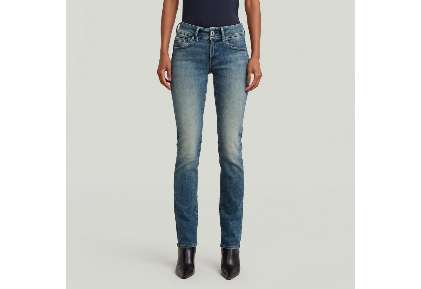 G-STAR Straight-Jeans Midge 5-Pocket-Design mit markanten Steppnähten