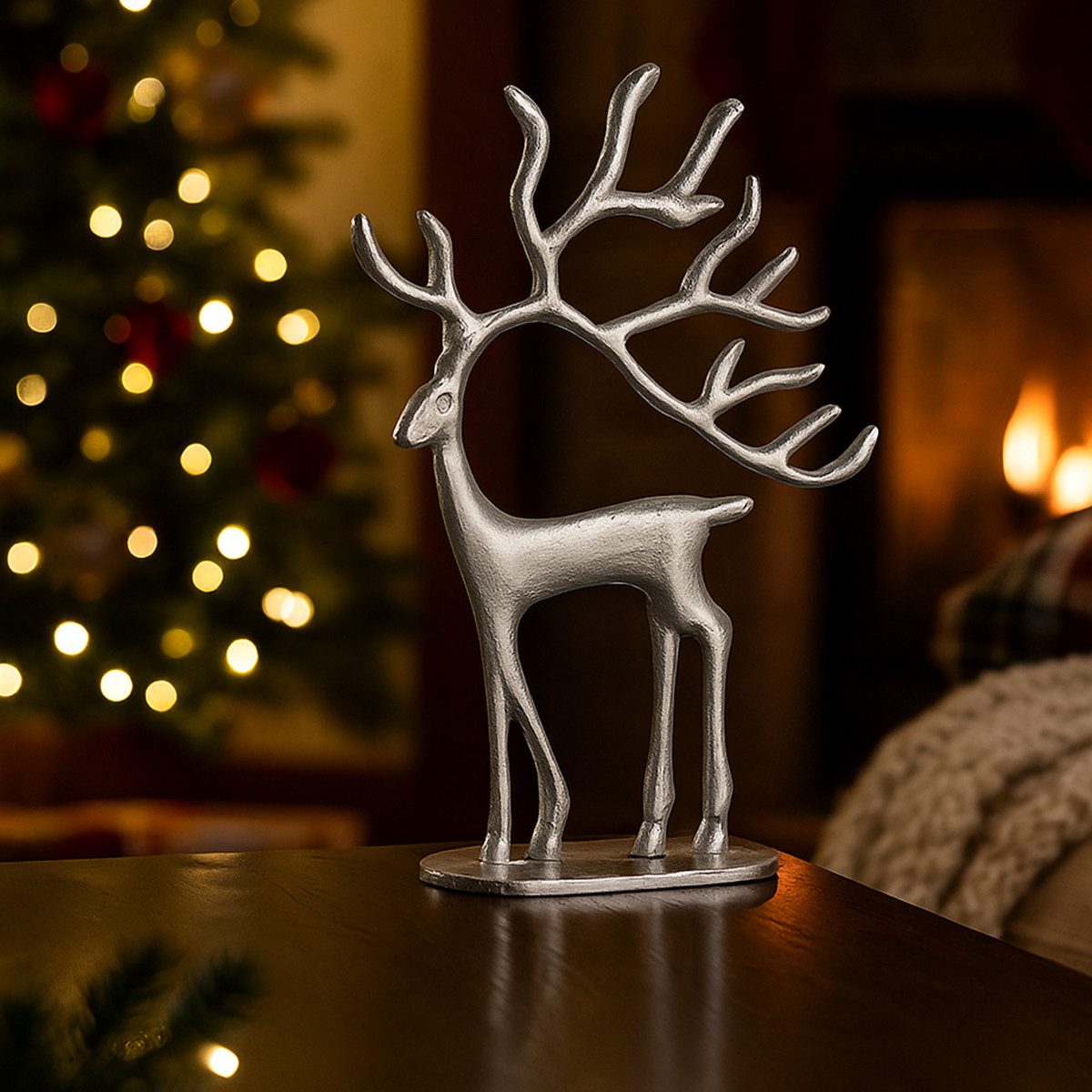 Posiwio Weihnachtsmann Festliche Rentierfigur aus Metall für elegante