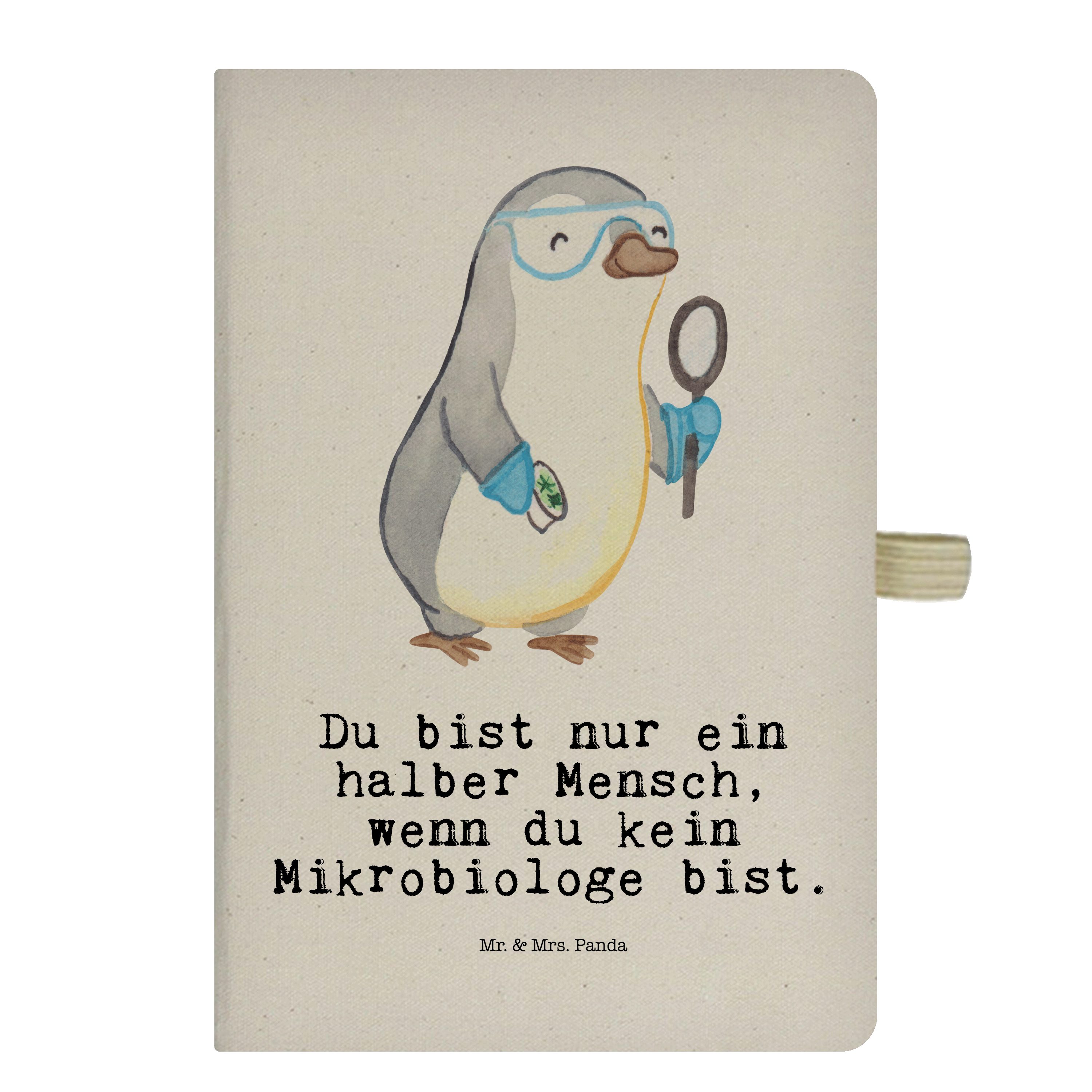 Mr. & Mrs. Panda Notizbuch Mikrobiologe mit Herz - Transparent - Geschenk, Naturwissenschaftler, Mr. & Mrs. Panda